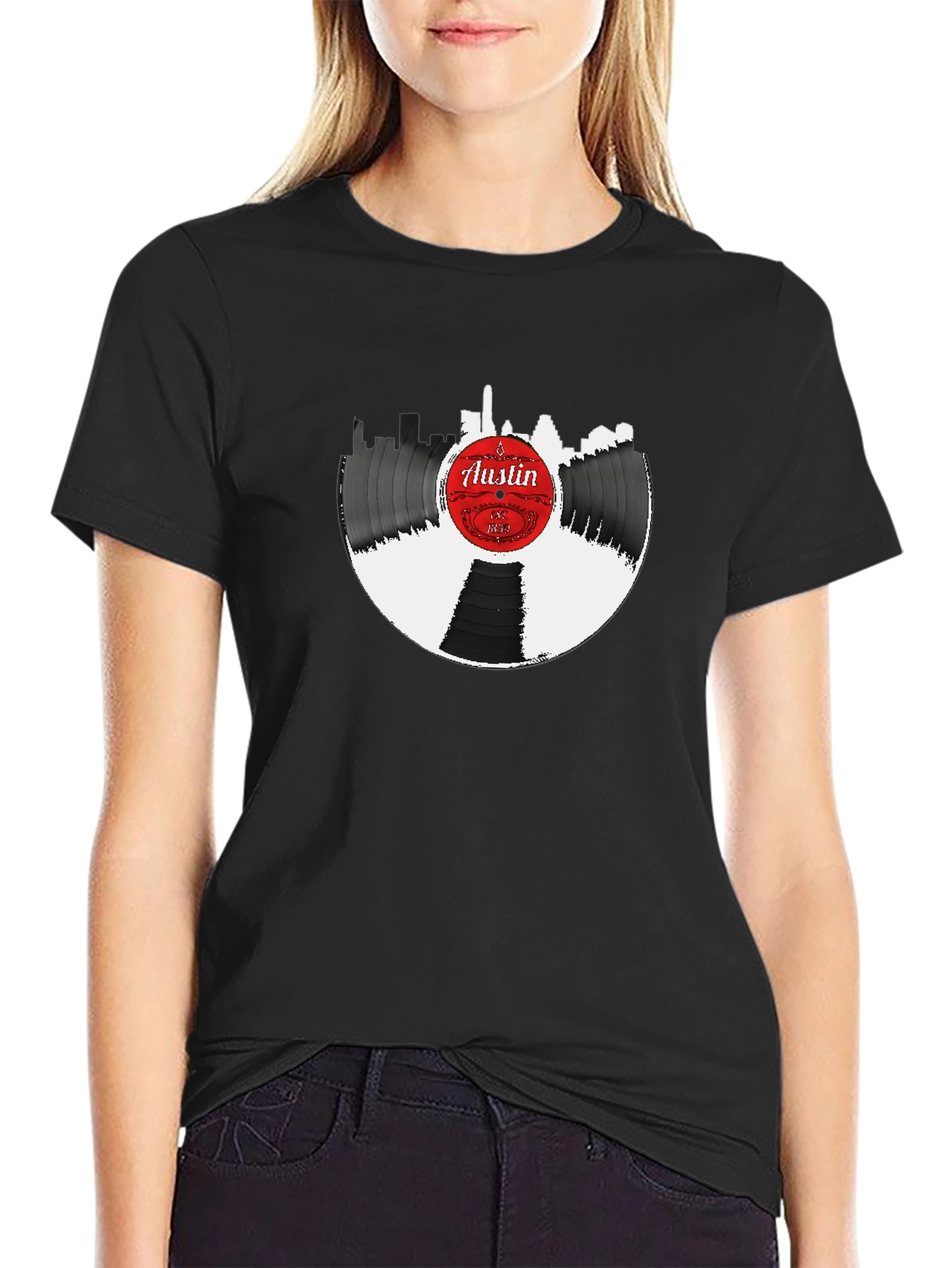 Austin Vinyl Record Skyline Graphic Tee