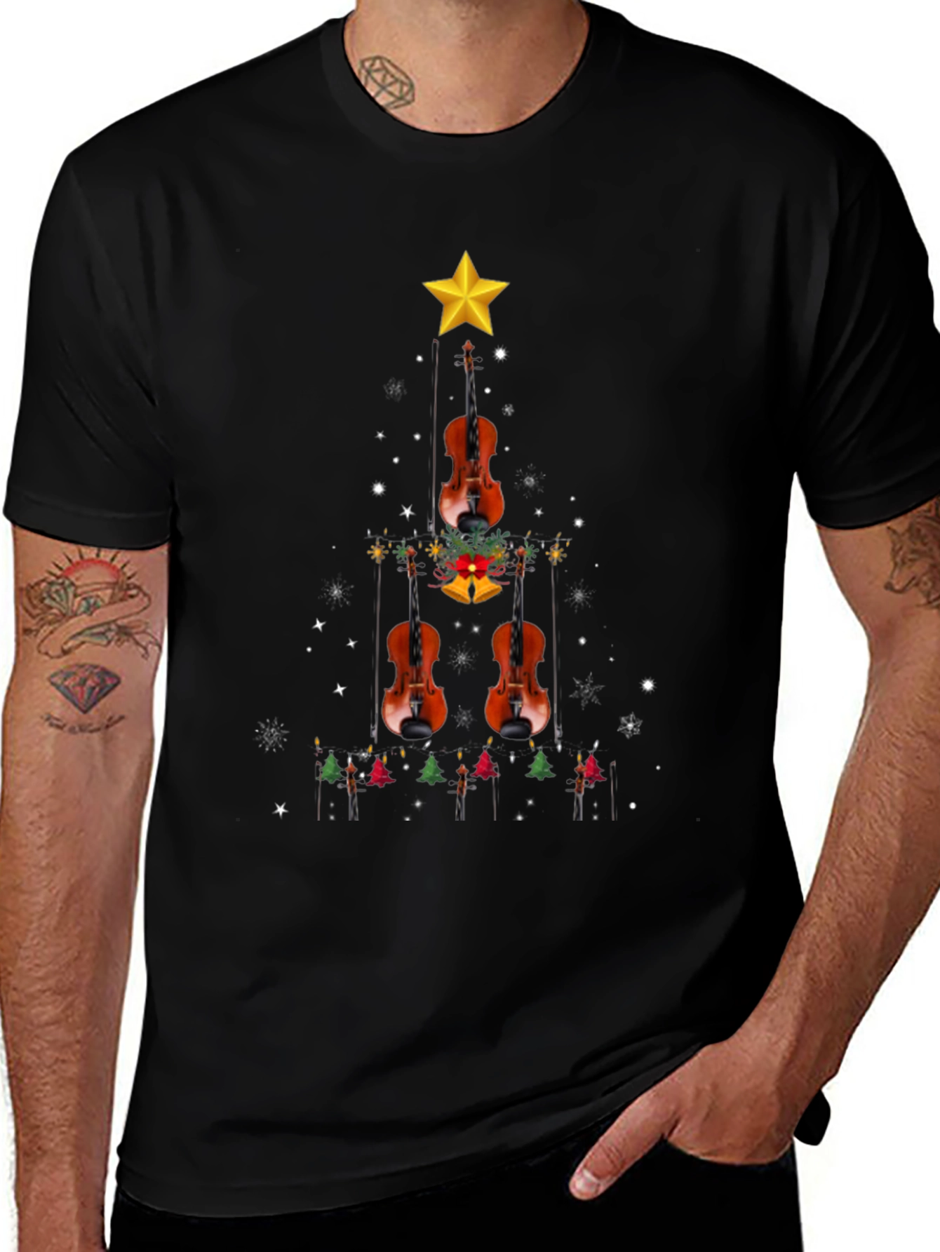 Violin Christmas Tree T-Shirt