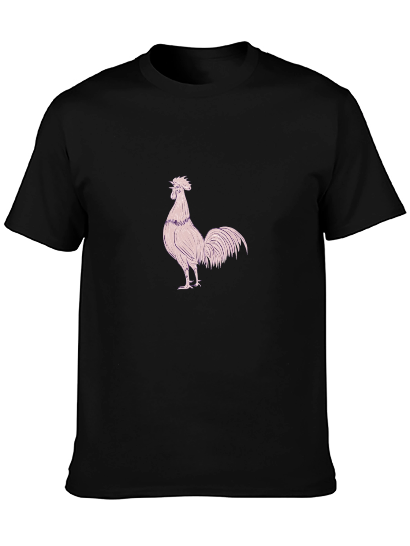 Mens Black T-Shirt with Rooster Design