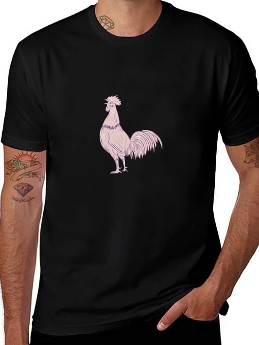 Mens Black T-Shirt with Rooster Design