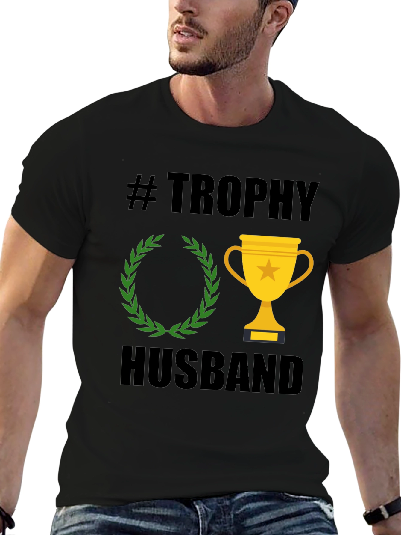 Trophy Husband Graphic Tee - Black Cotton T-Shirt