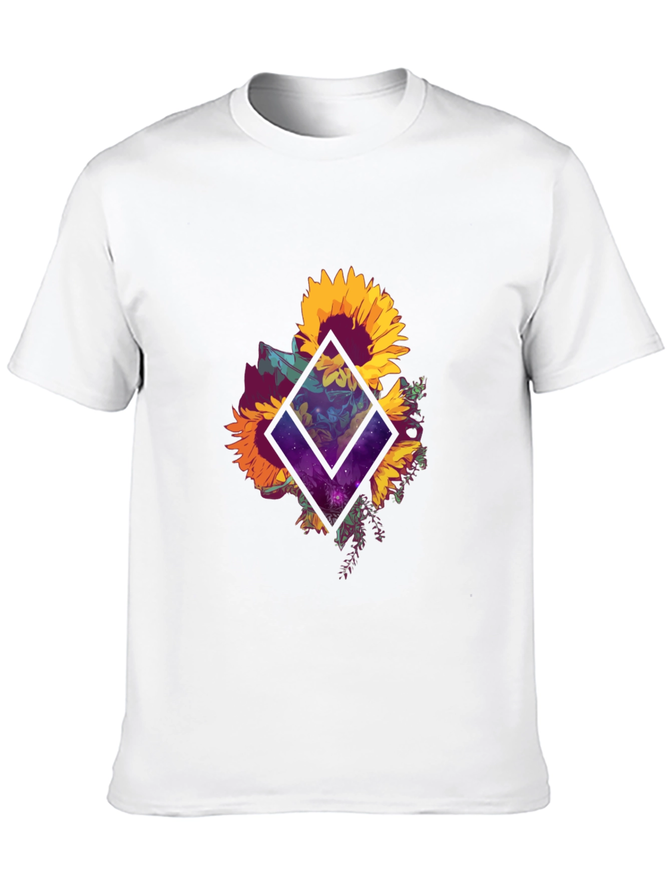 Sunflower Galaxy Graphic Tee - Black Cotton