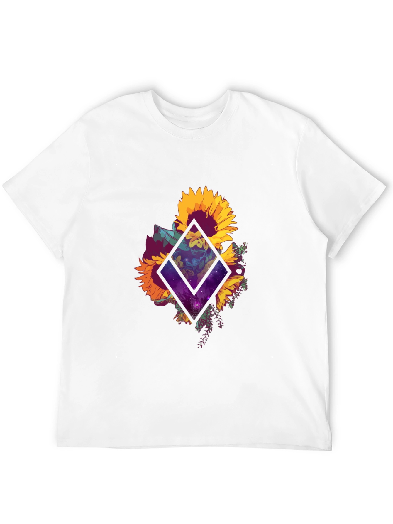 Sunflower Galaxy Graphic Tee - Black Cotton