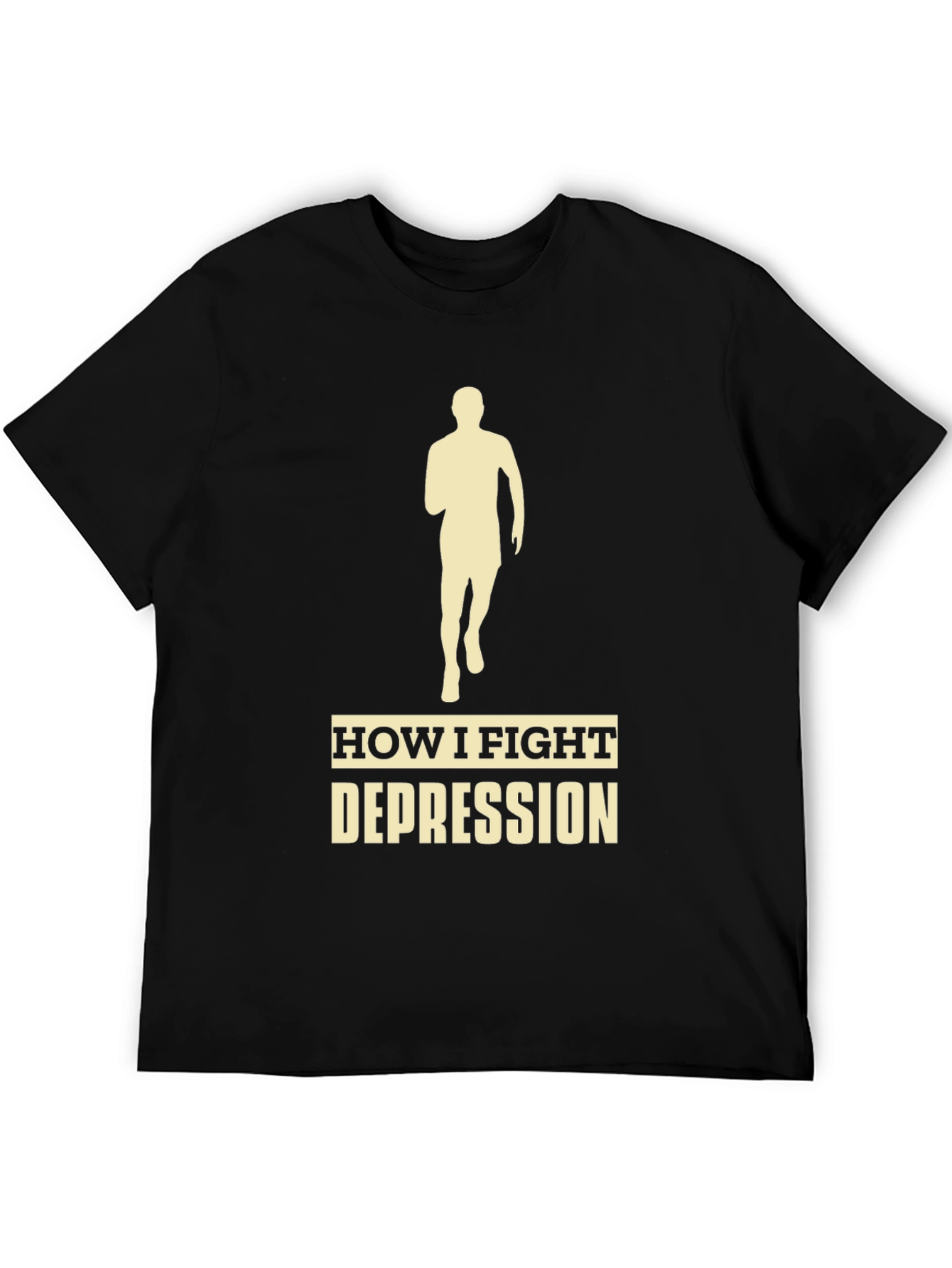 Fight Depression Tee - Running Silhouette Motivation Shirt