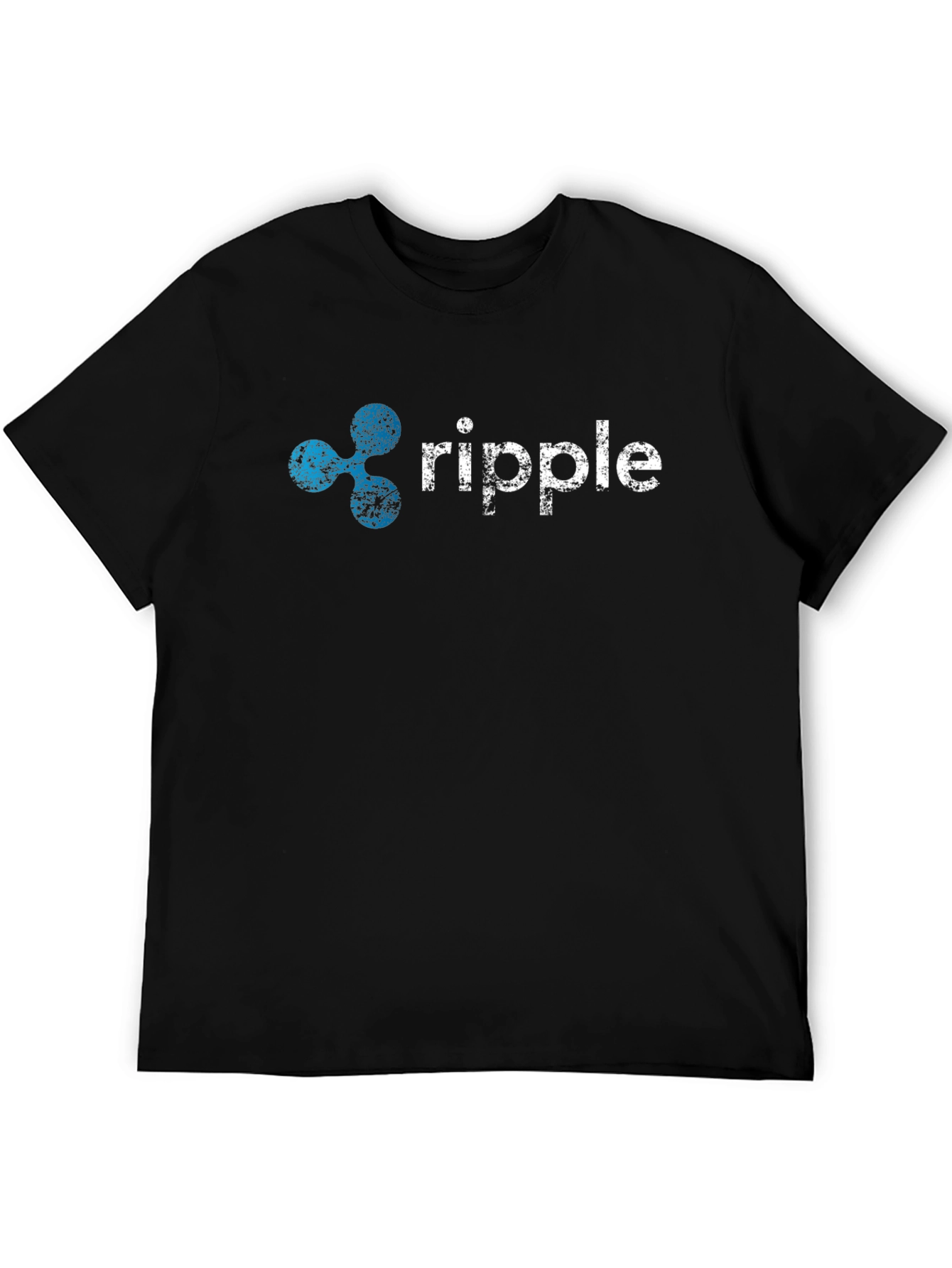 Ripple Crypto Black T-Shirt - Distressed Print
