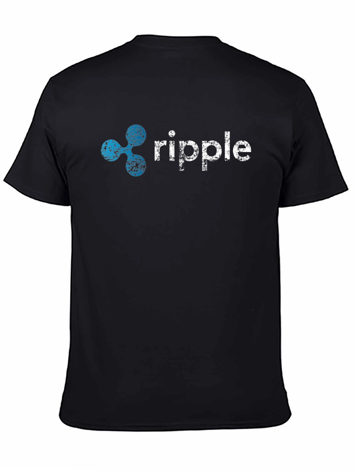 Ripple Crypto Black T-Shirt - Distressed Print