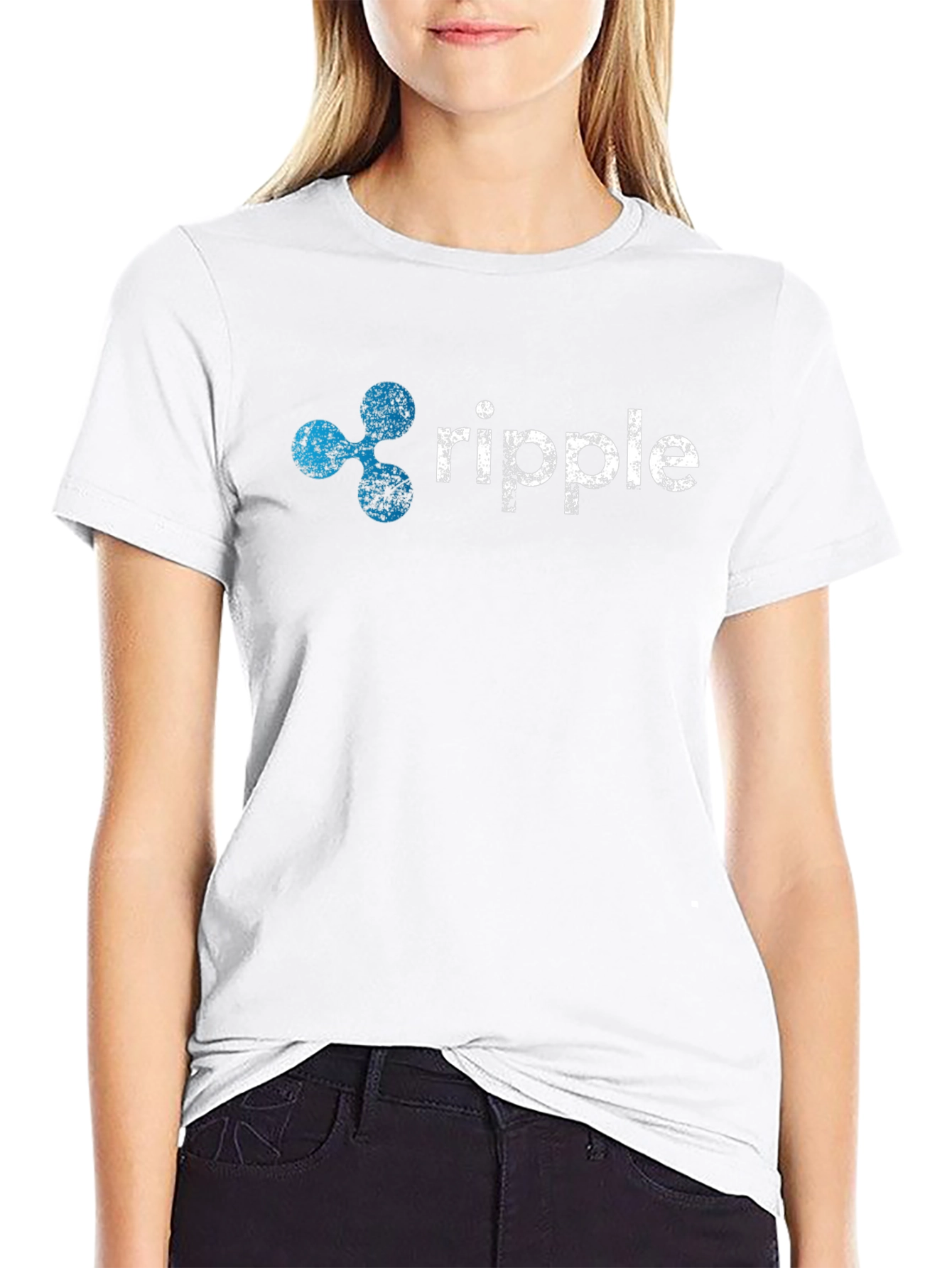 Ripple Crypto Black T-Shirt - Distressed Print