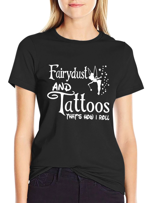 Fairy Dust & Tattoos Graphic Tee - Black Cotton T-Shirt