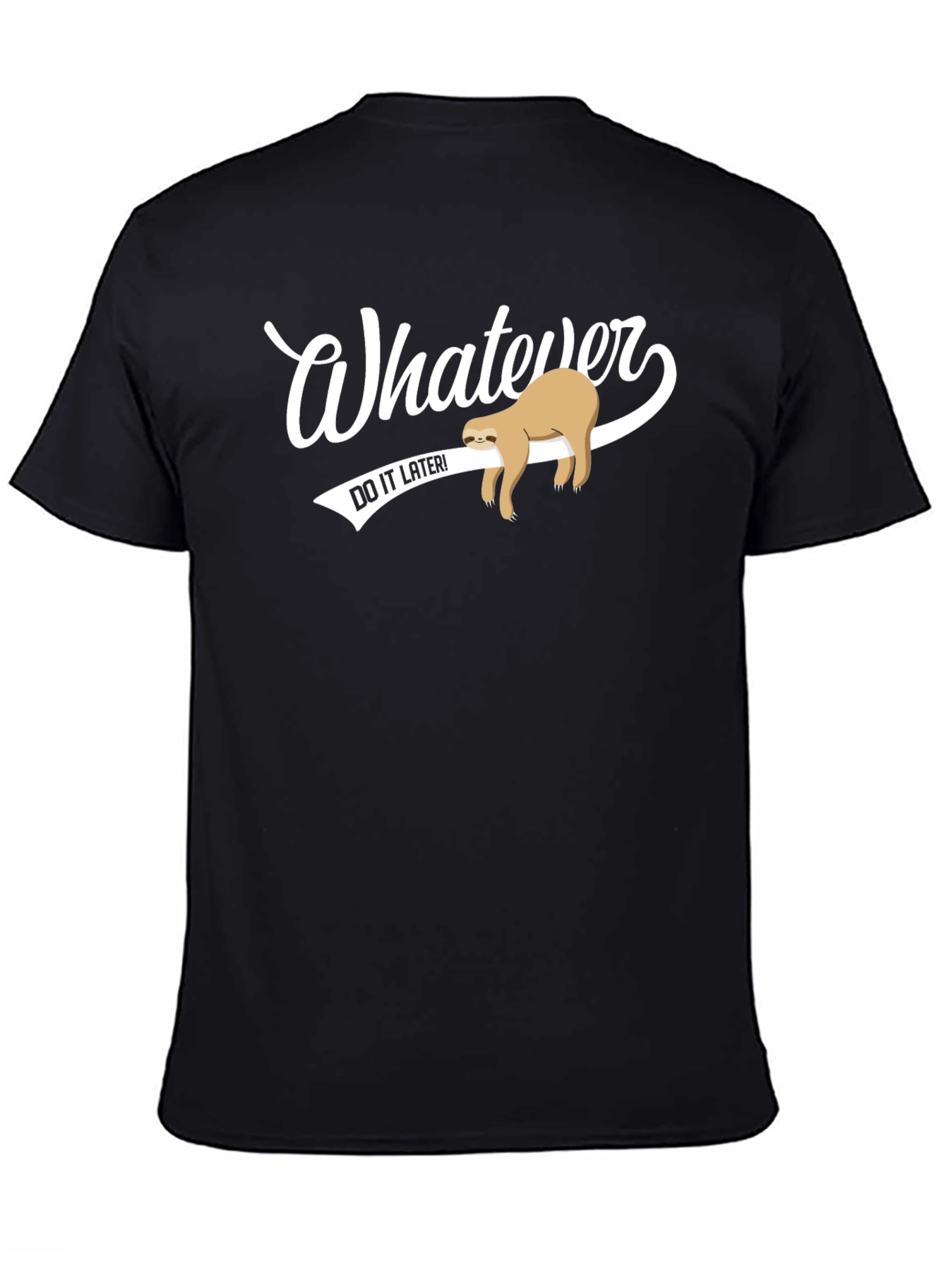 Whatever Do It Later Sloth Graphic Tee - Black
