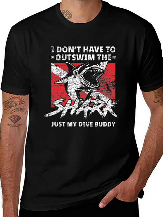 Dive Buddy Shark Graphic T-Shirt - Black