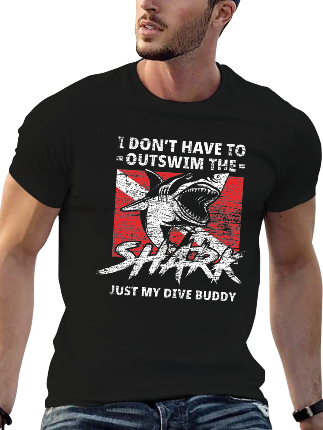 Dive Buddy Shark Graphic T-Shirt - Black