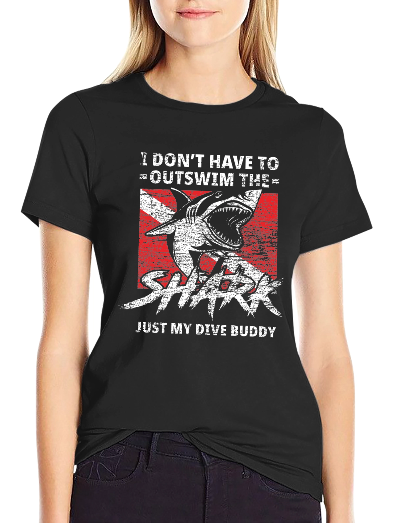Dive Buddy Shark Graphic T-Shirt - Black