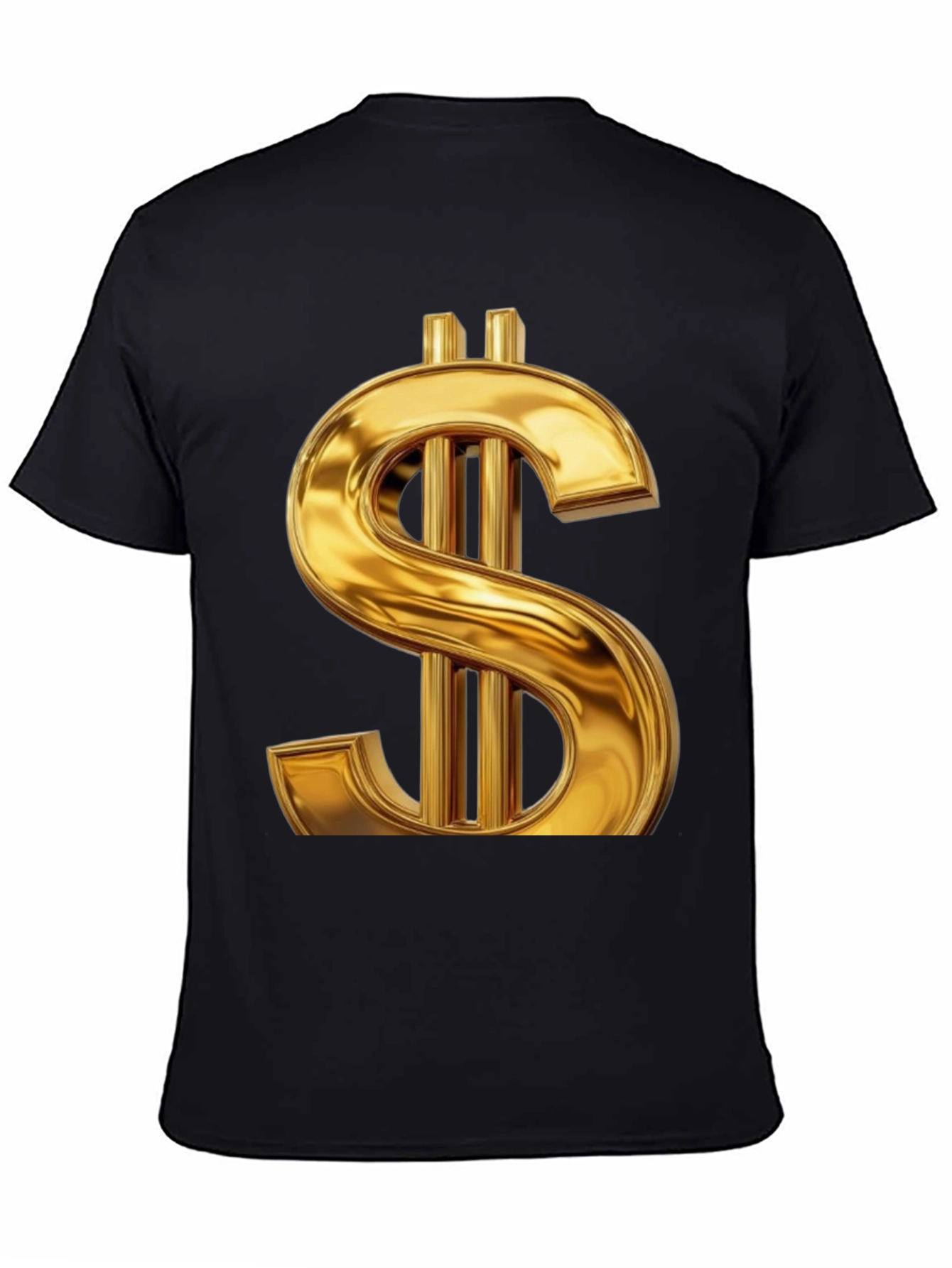 Gold Dollar Sign Graphic Tee - Black