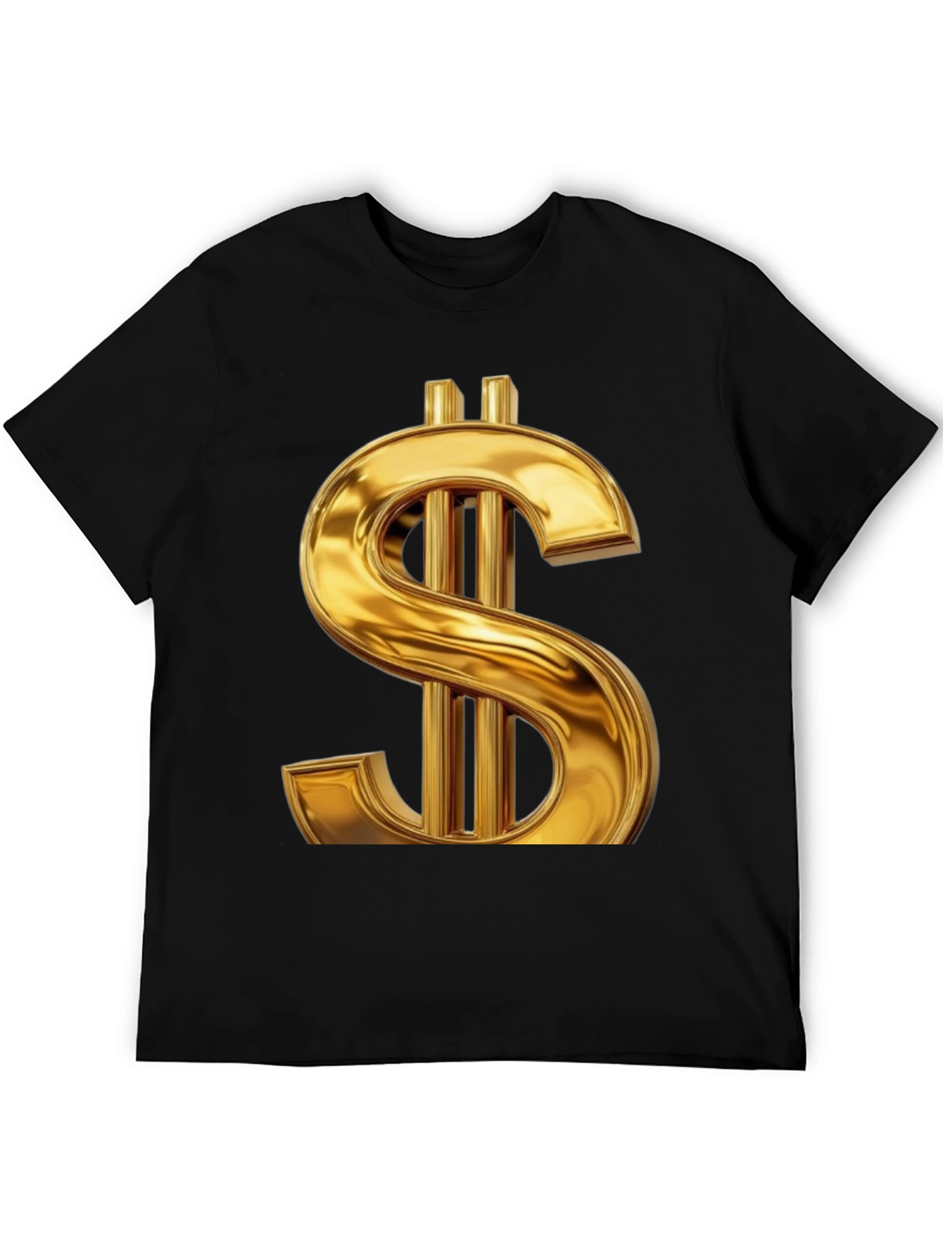 Gold Dollar Sign Graphic Tee - Black