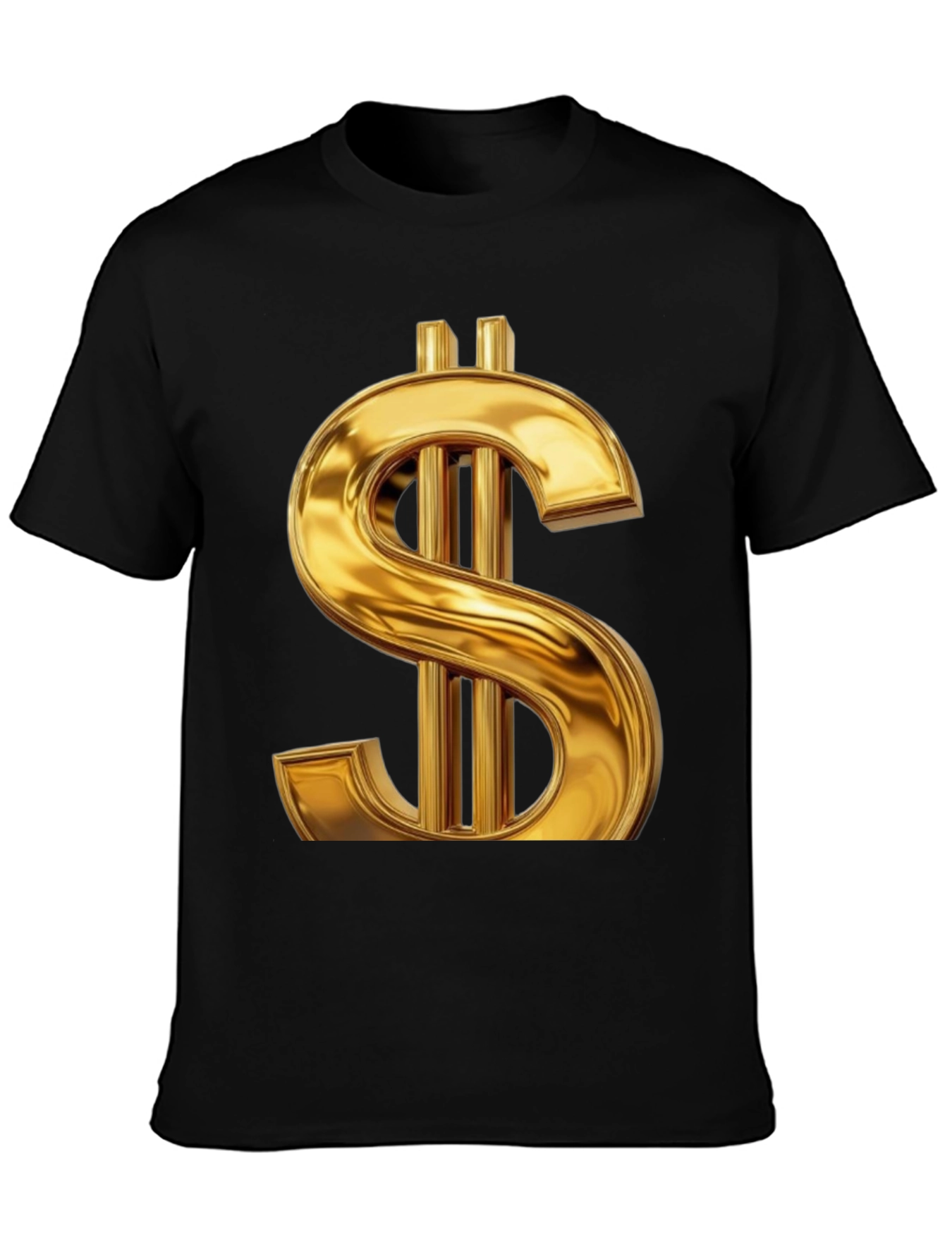 Gold Dollar Sign Graphic Tee - Black
