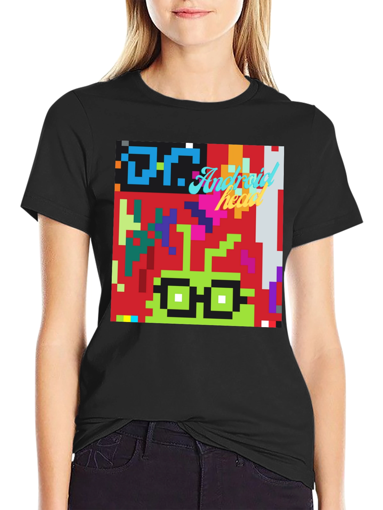 Pixel Art Android Nerd T-Shirt - Retro Style