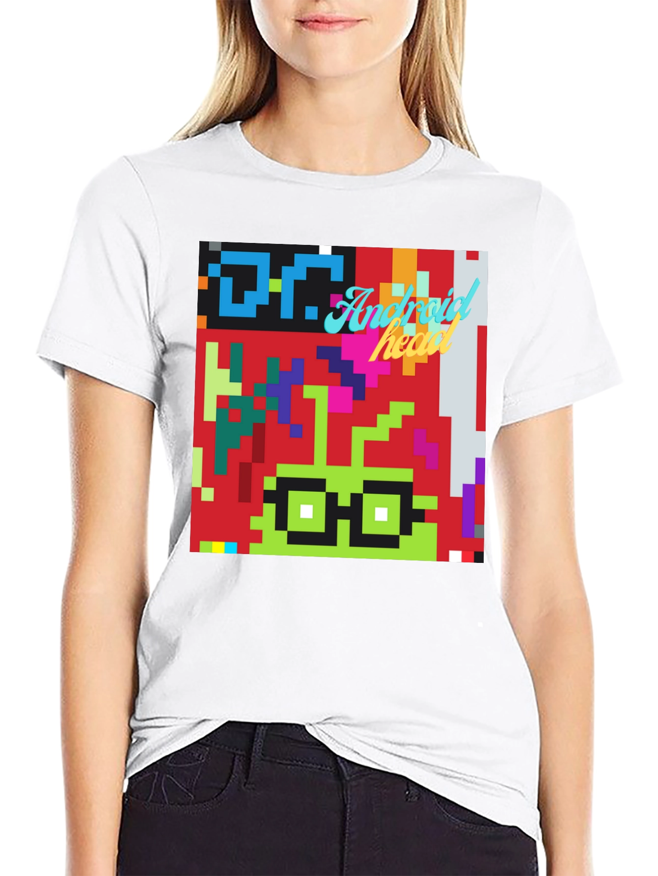 Pixel Art Android Nerd T-Shirt - Retro Style