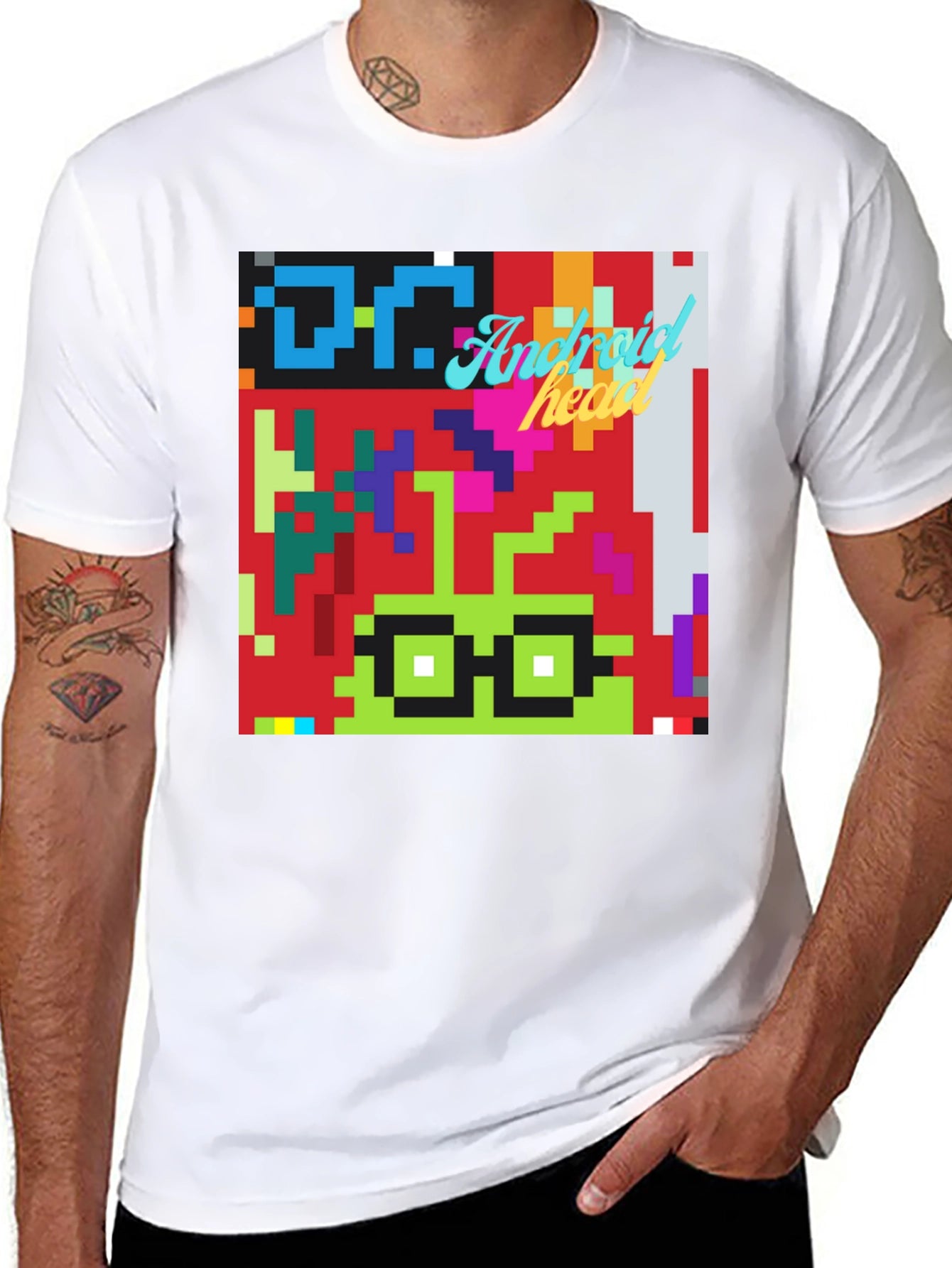 Pixel Art Android Nerd T-Shirt - Retro Style