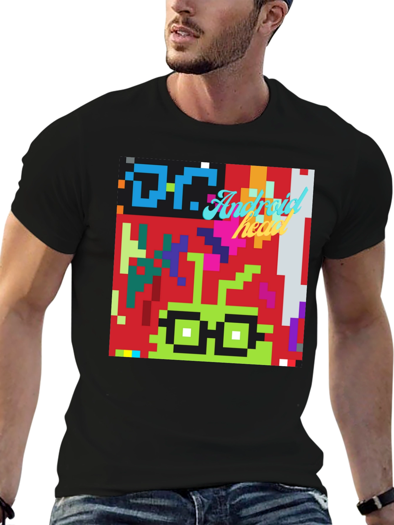 Pixel Art Android Nerd T-Shirt - Retro Style
