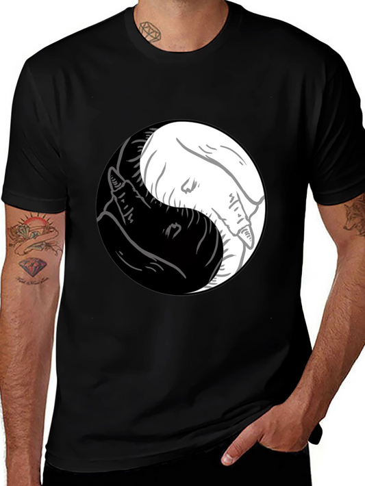 Yin Yang Wolves Graphic Tee - Mens Black T-Shirt