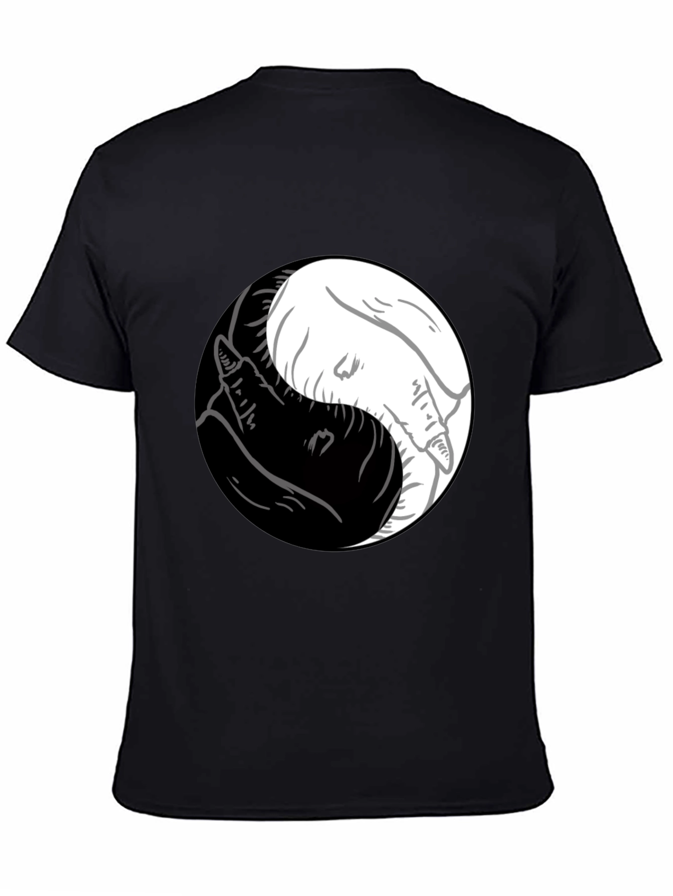 Yin Yang Wolves Graphic Tee - Mens Black T-Shirt