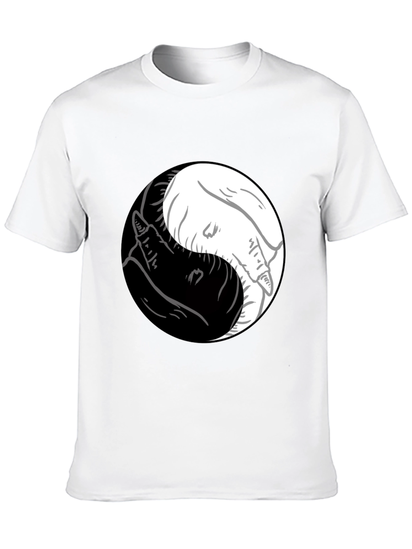 Yin Yang Wolves Graphic Tee - Mens Black T-Shirt