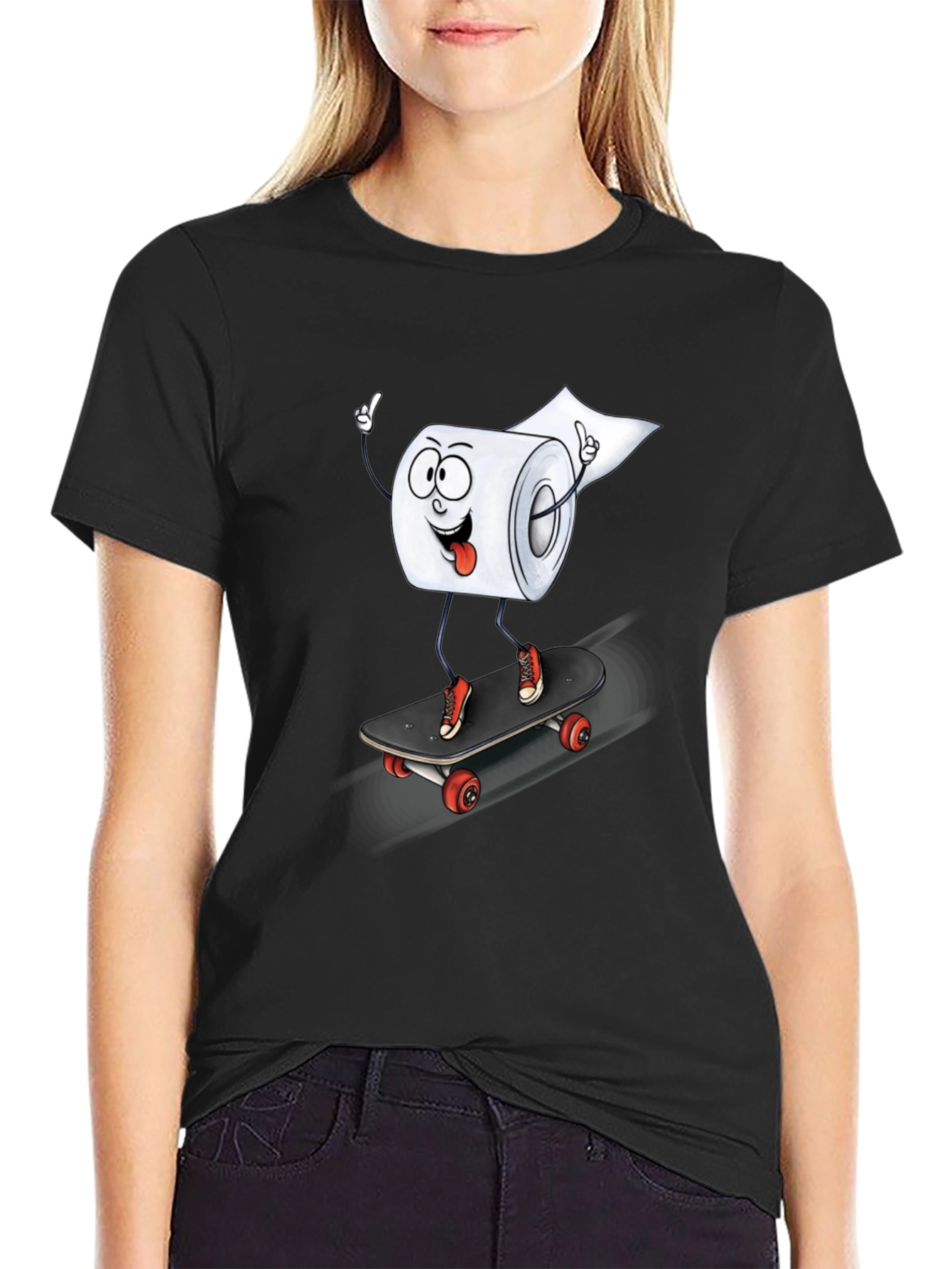 Skateboarding Toilet Paper Roll Graphic Tee