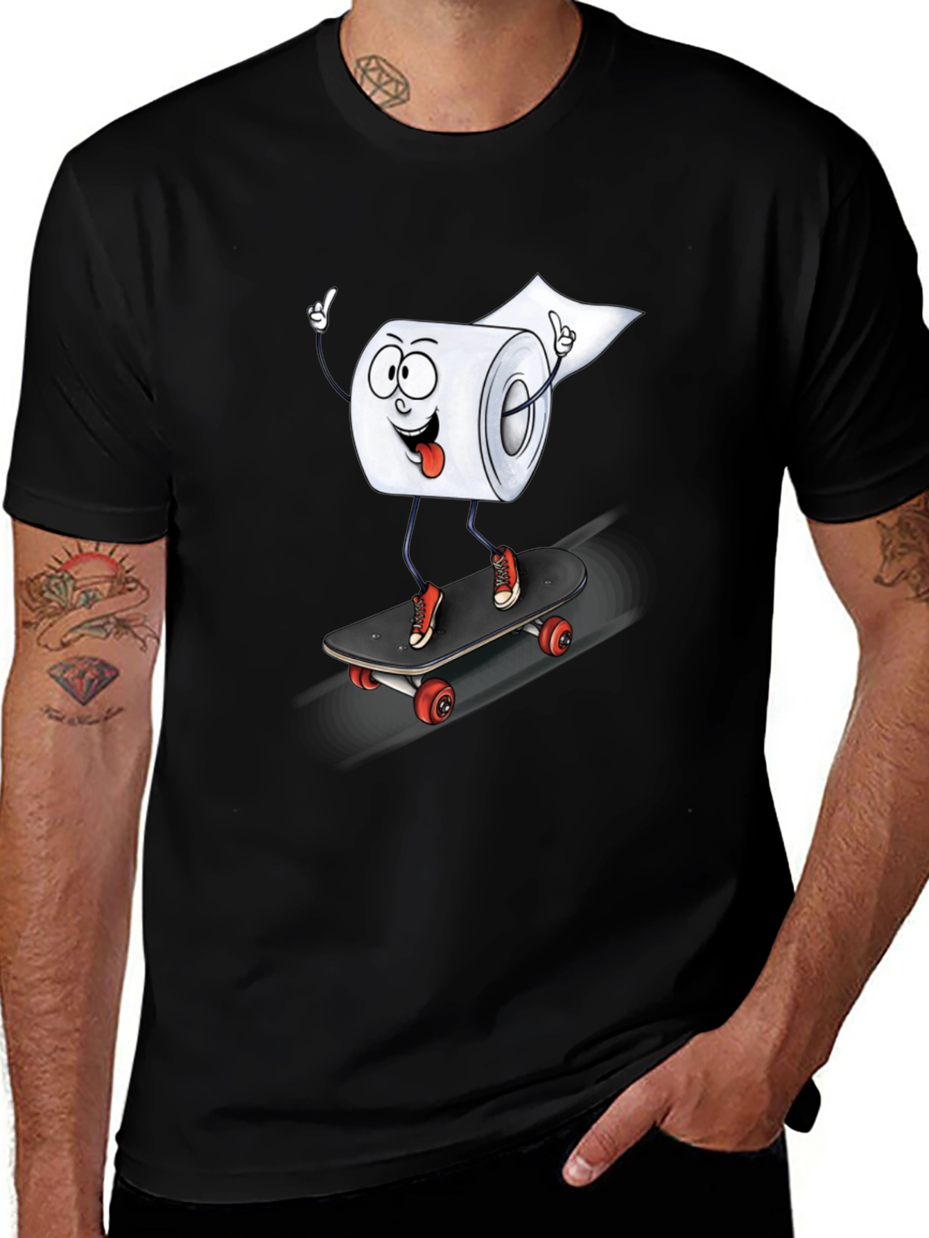 Skateboarding Toilet Paper Roll Graphic Tee