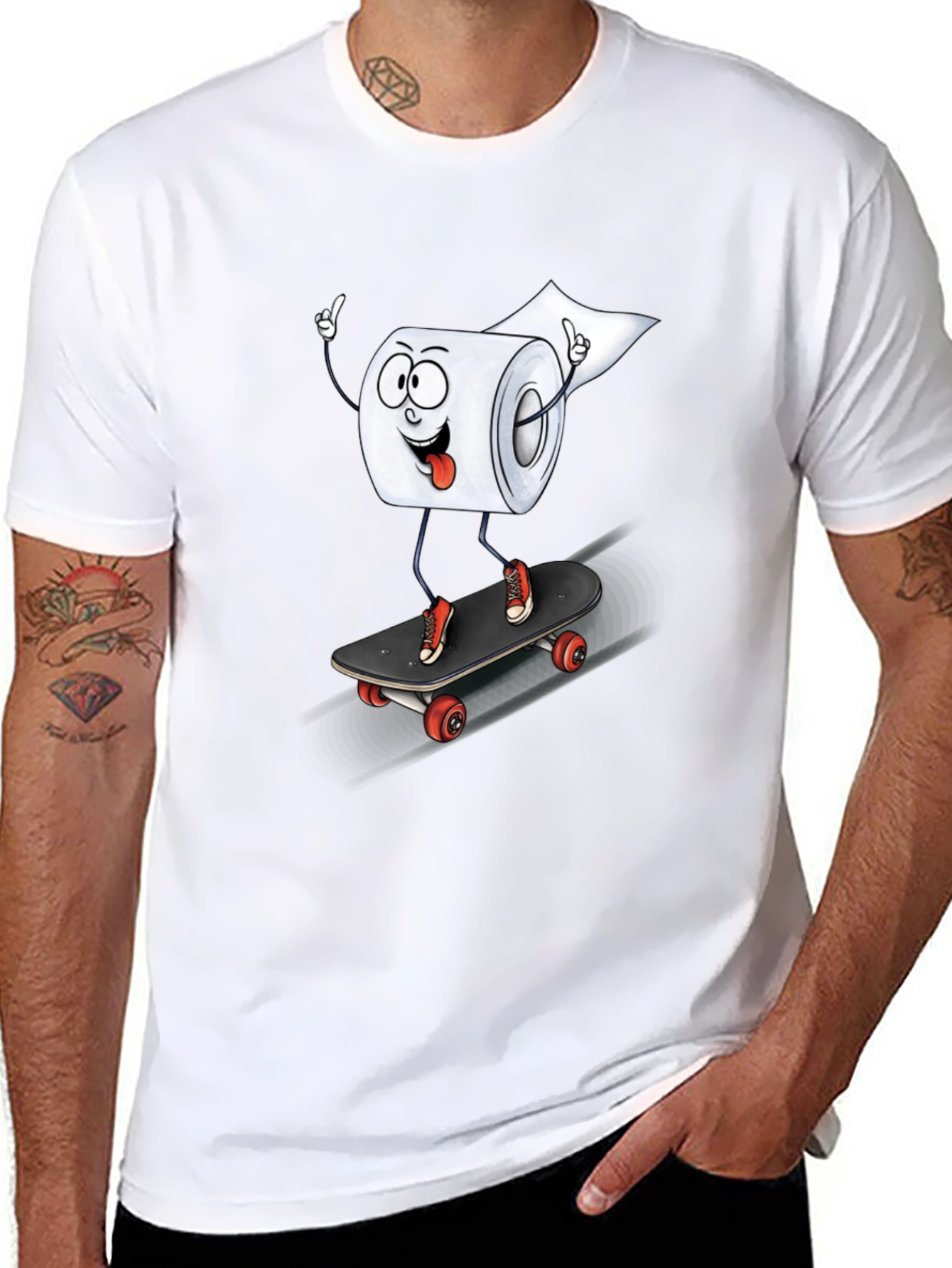 Skateboarding Toilet Paper Roll Graphic Tee