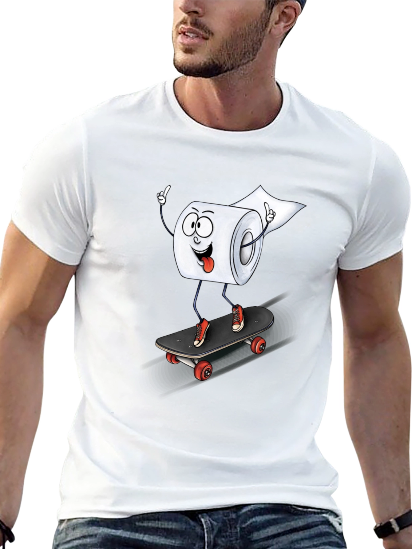 Skateboarding Toilet Paper Roll Graphic Tee