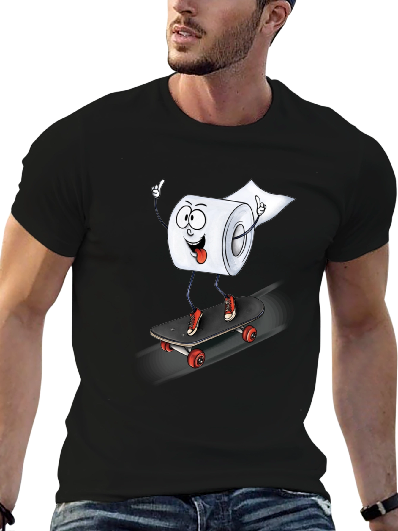 Skateboarding Toilet Paper Roll Graphic Tee