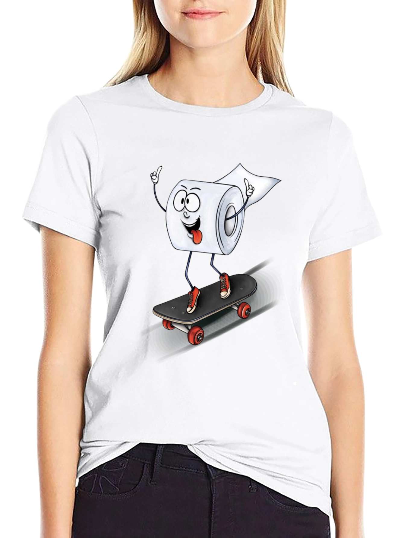 Skateboarding Toilet Paper Roll Graphic Tee