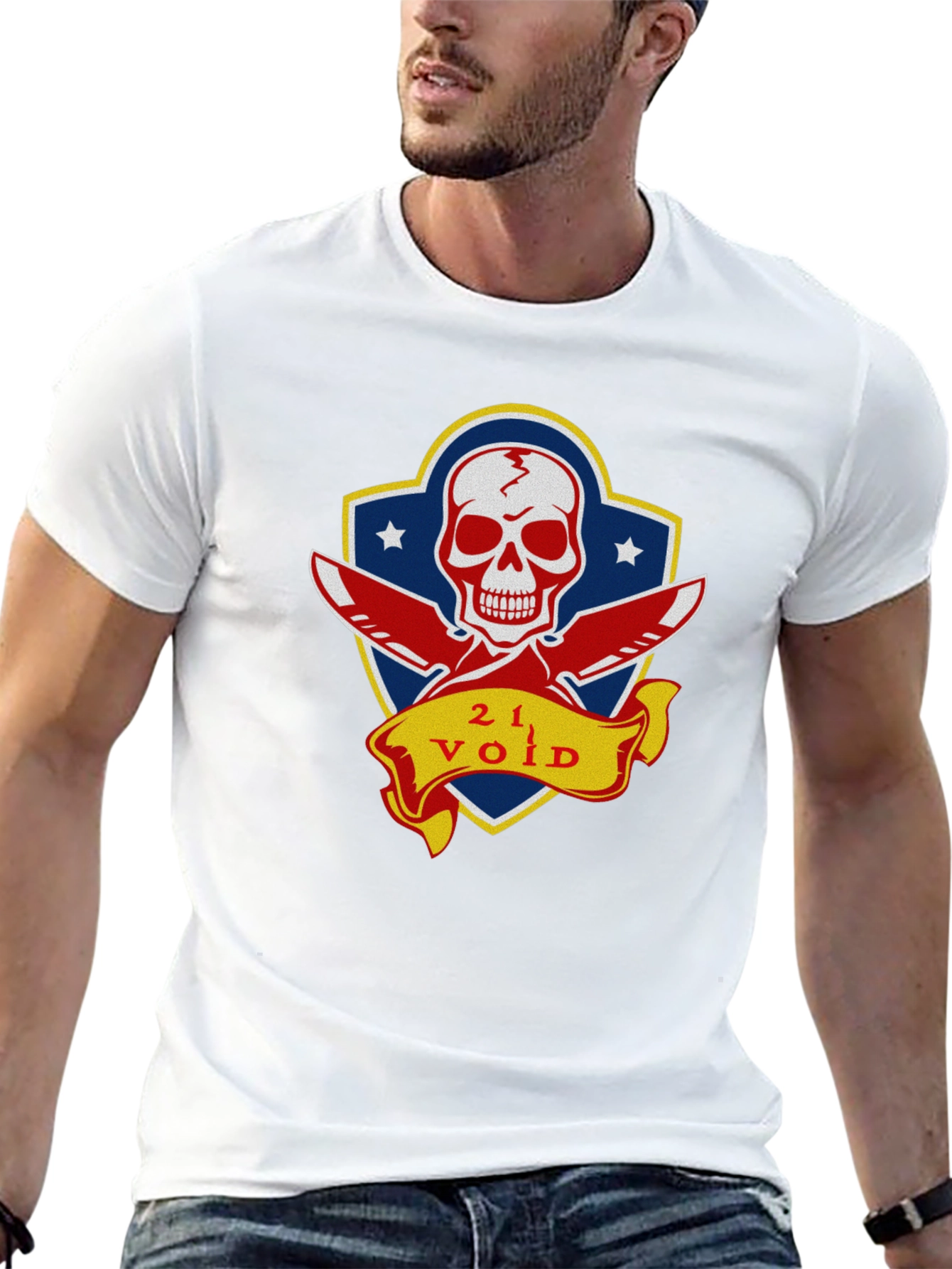 21 Void Skull and Knives Graphic T-Shirt