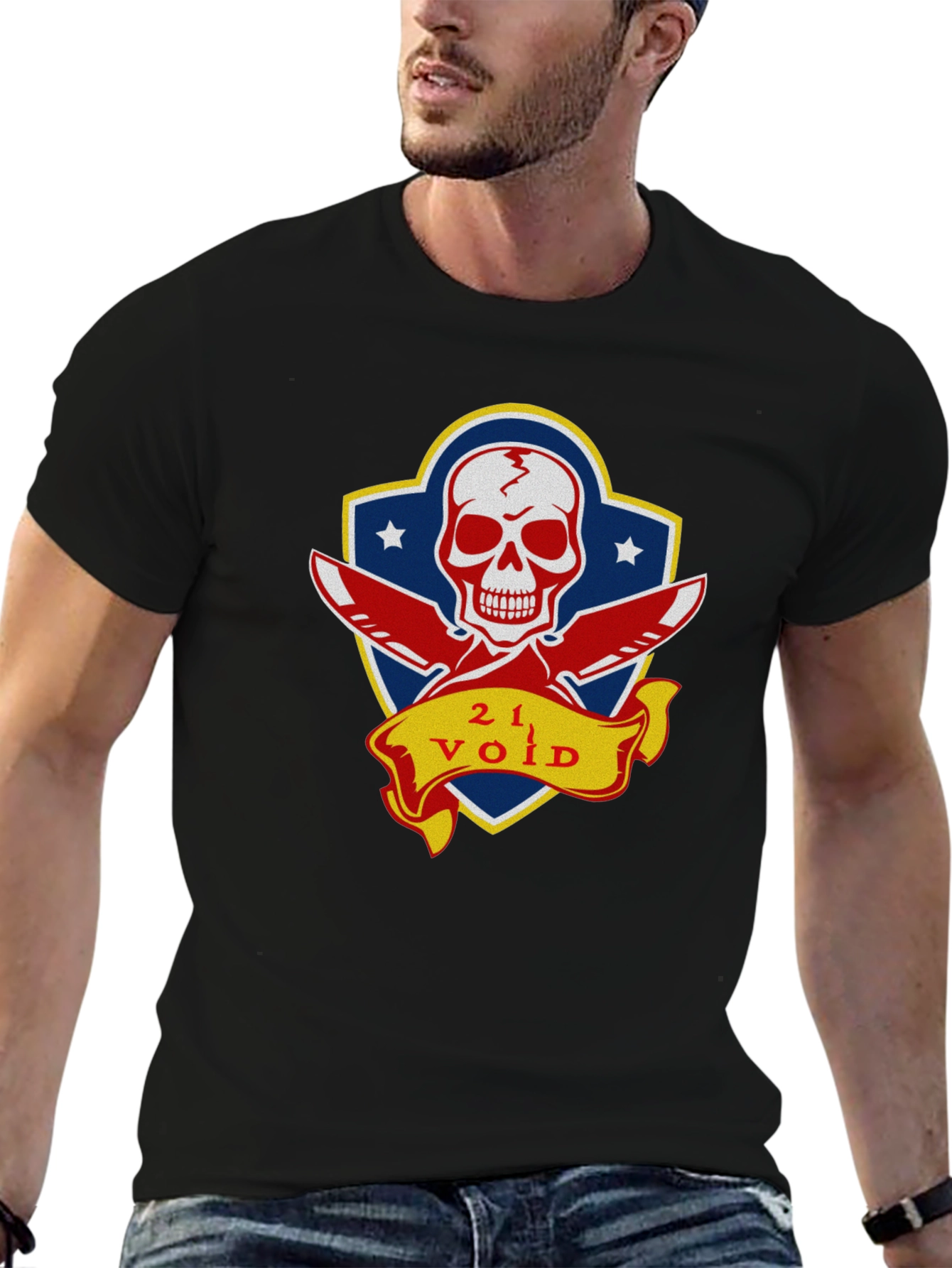 21 Void Skull and Knives Graphic T-Shirt