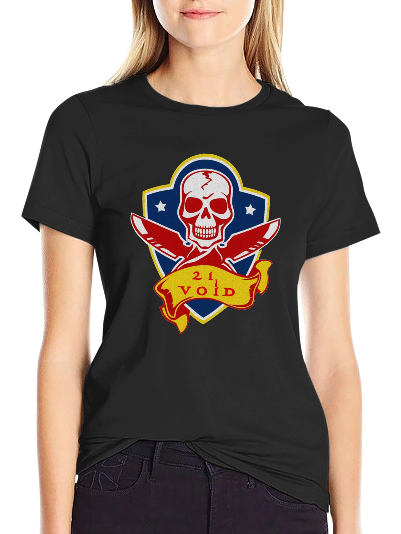 21 Void Skull and Knives Graphic T-Shirt