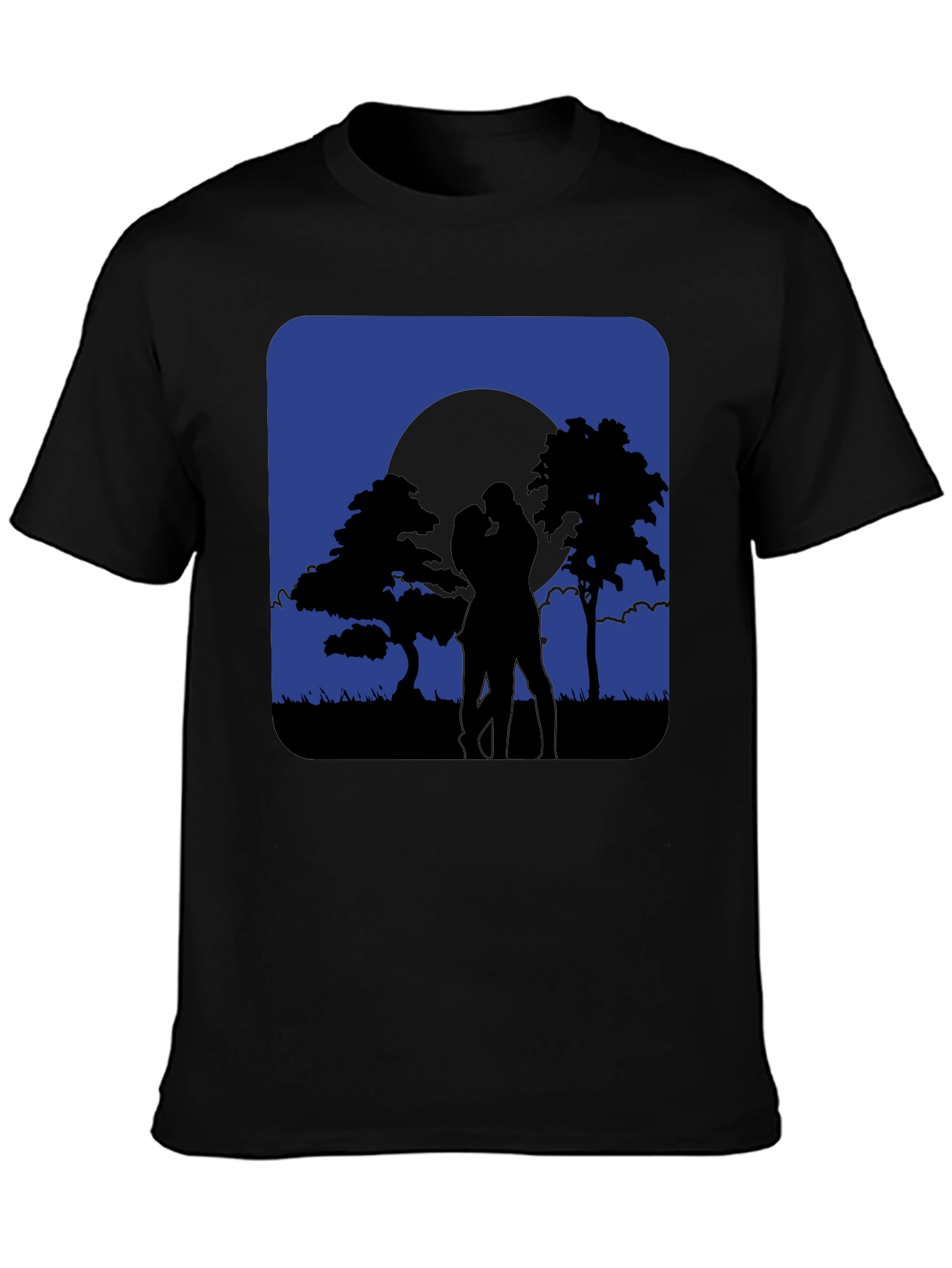 Romantic Moonlight Kiss Silhouette T-Shirt