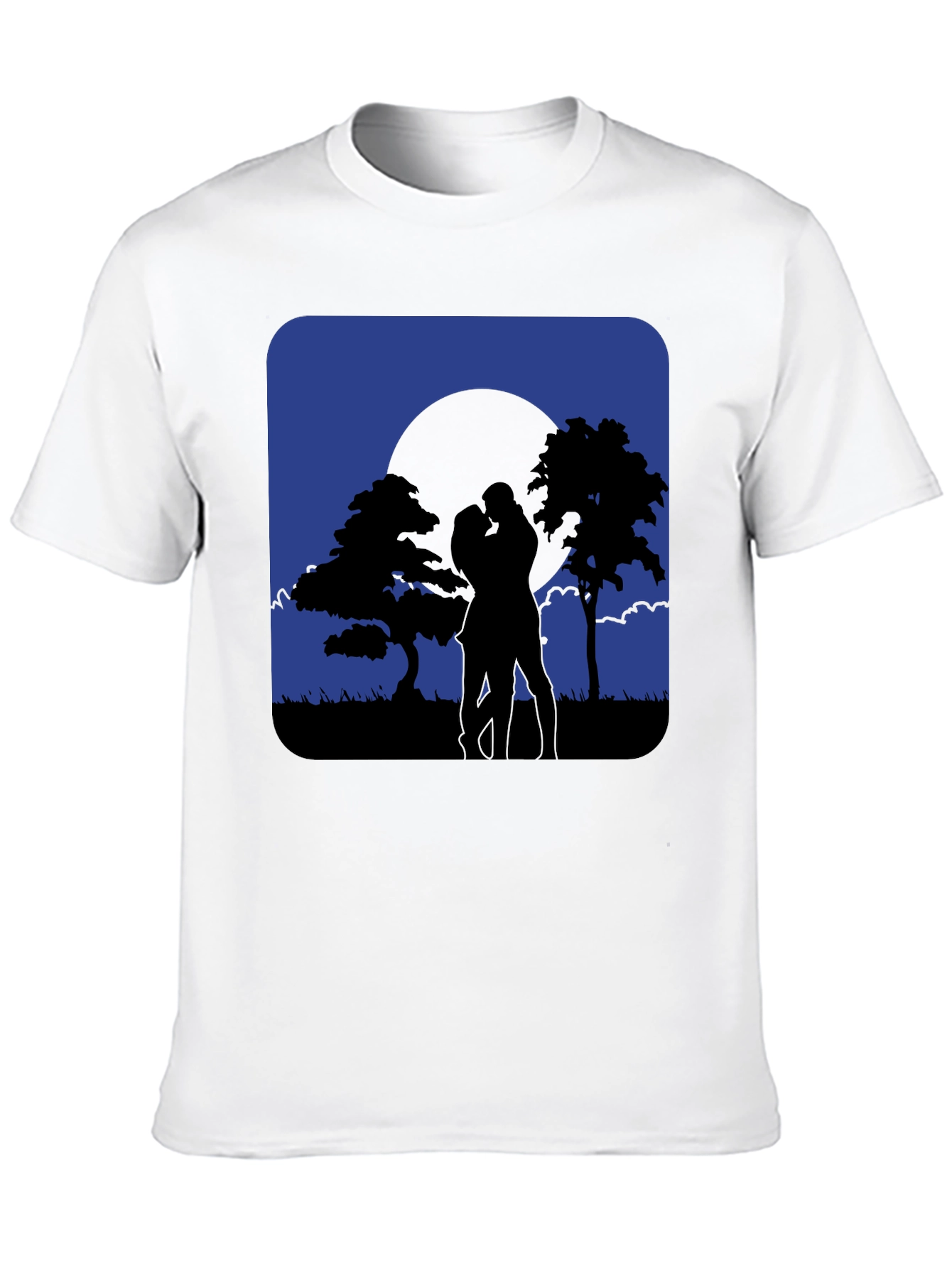 Romantic Moonlight Kiss Silhouette T-Shirt