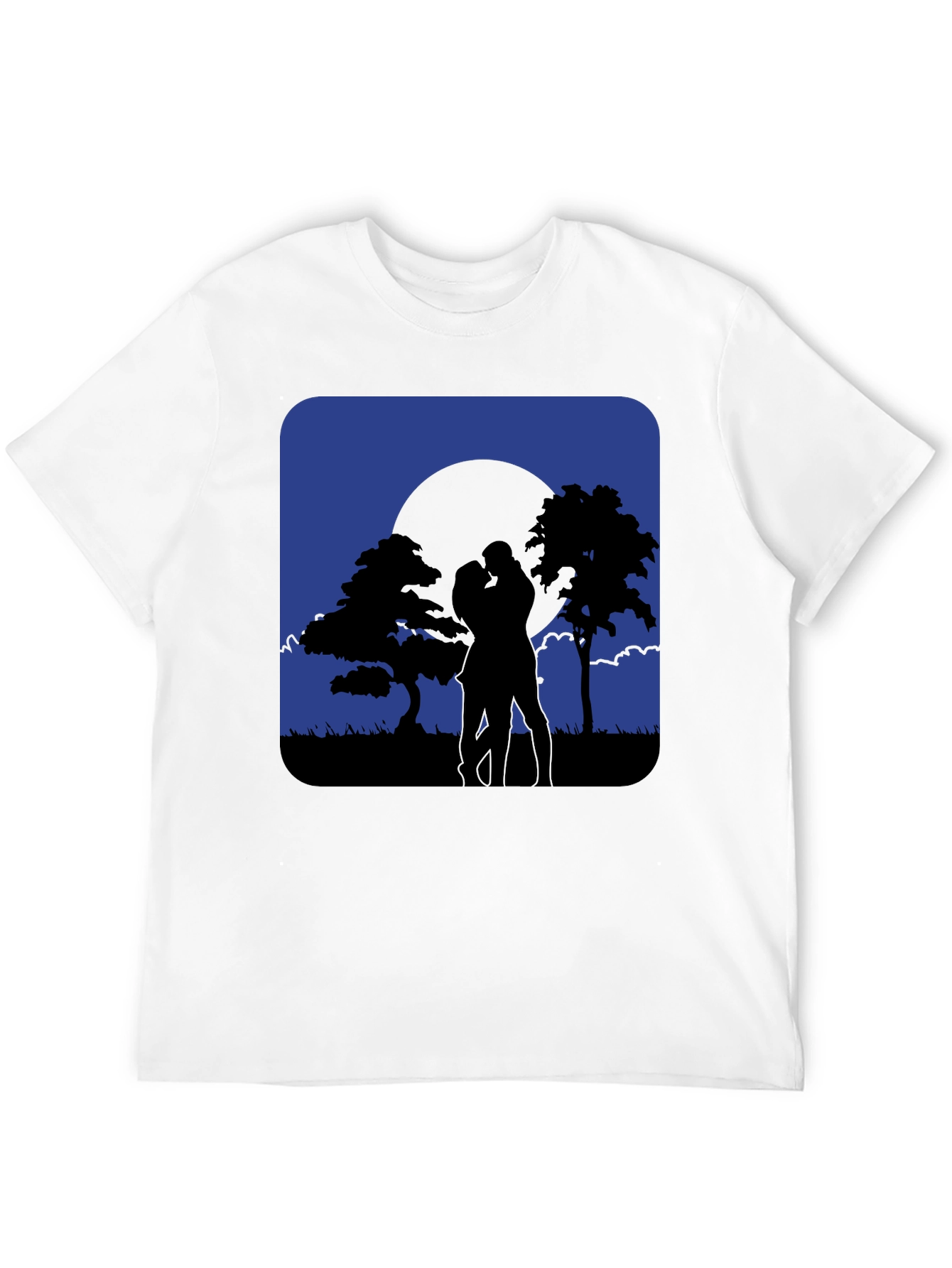 Romantic Moonlight Kiss Silhouette T-Shirt
