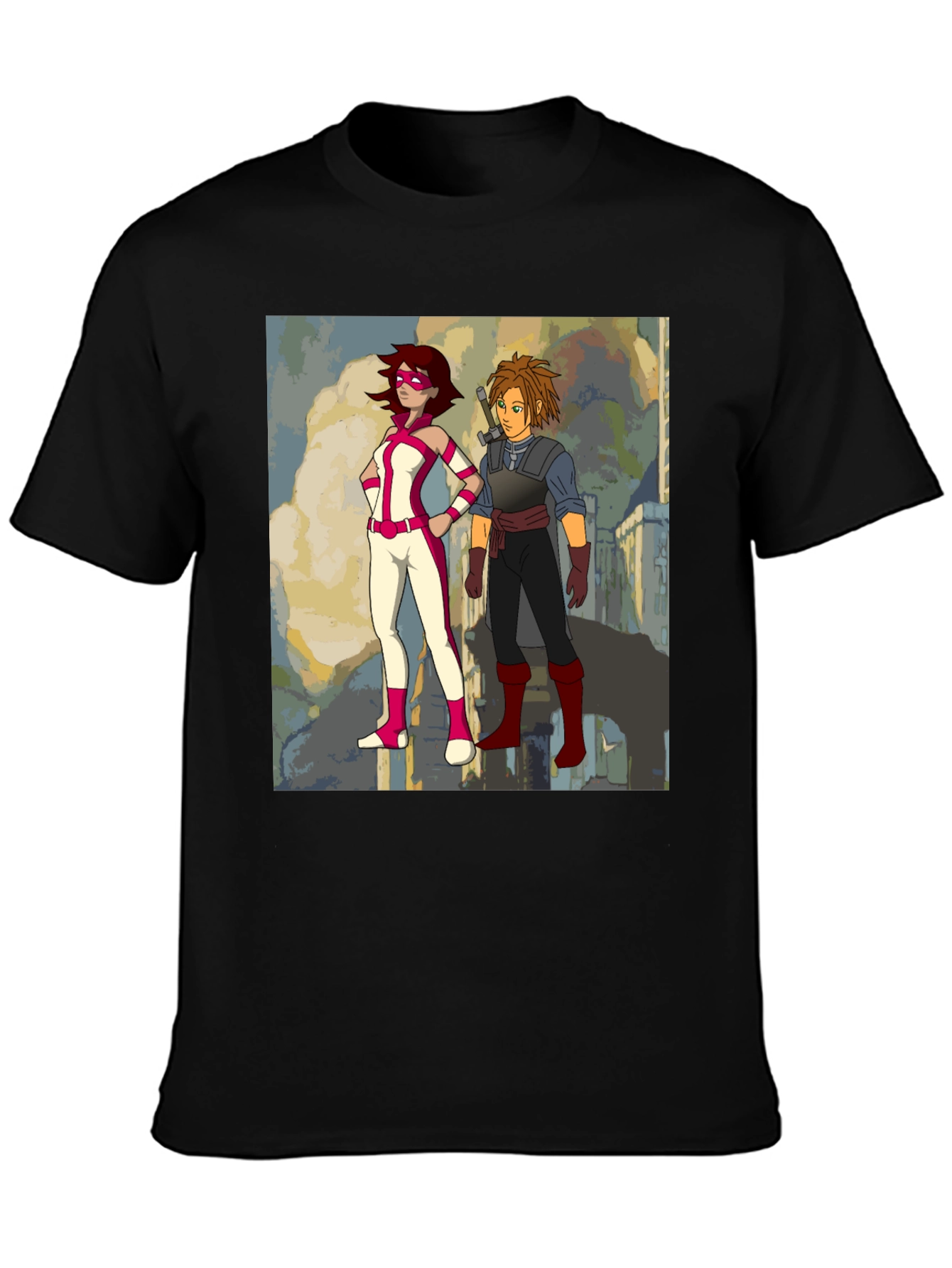 Heroes Graphic Print Black T-Shirt