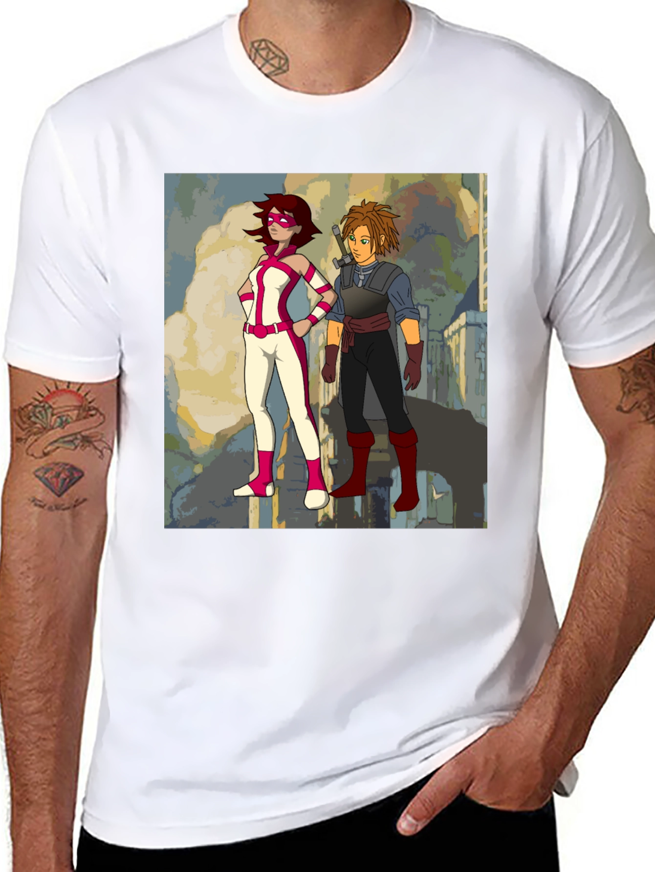 Heroes Graphic Print Black T-Shirt