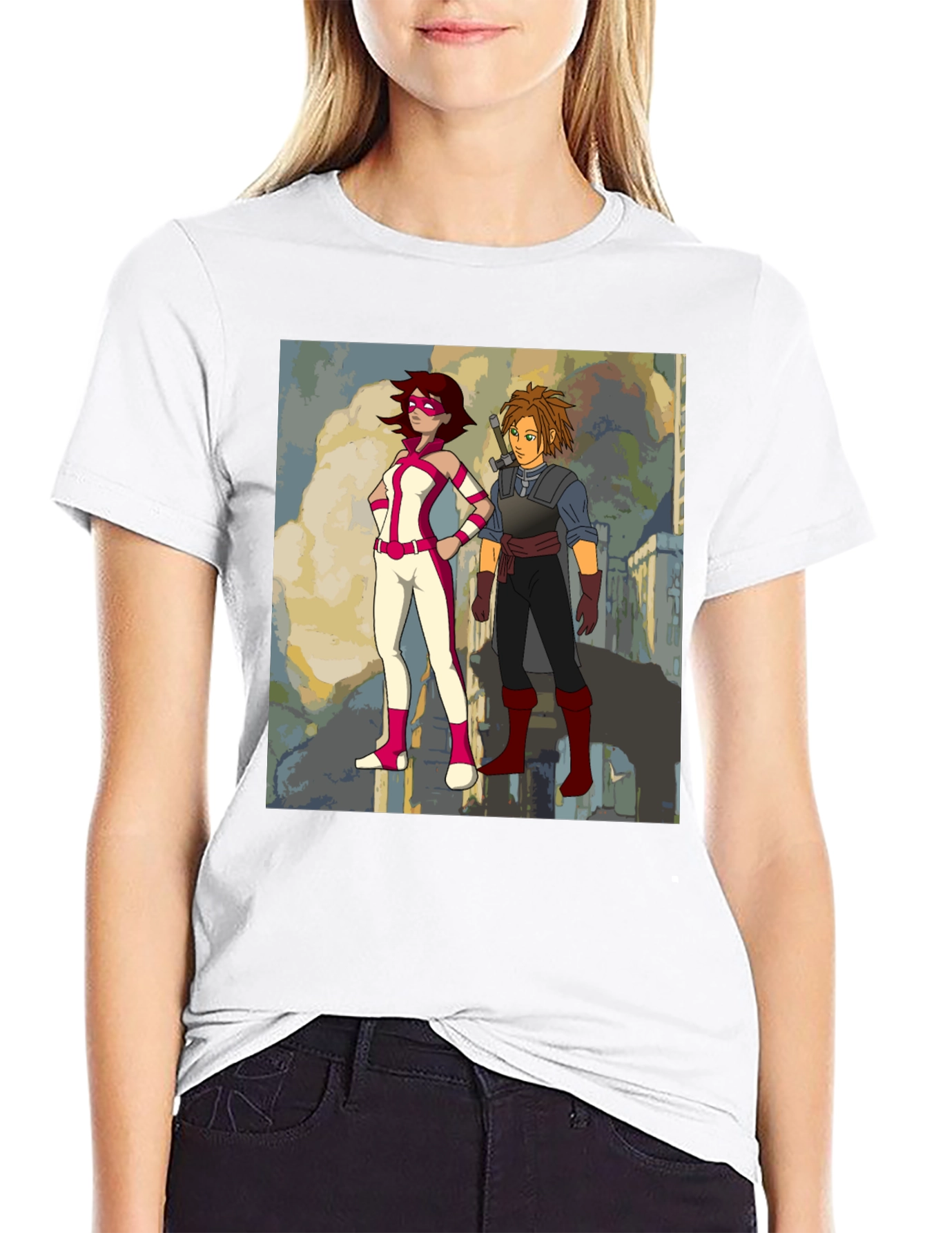 Heroes Graphic Print Black T-Shirt