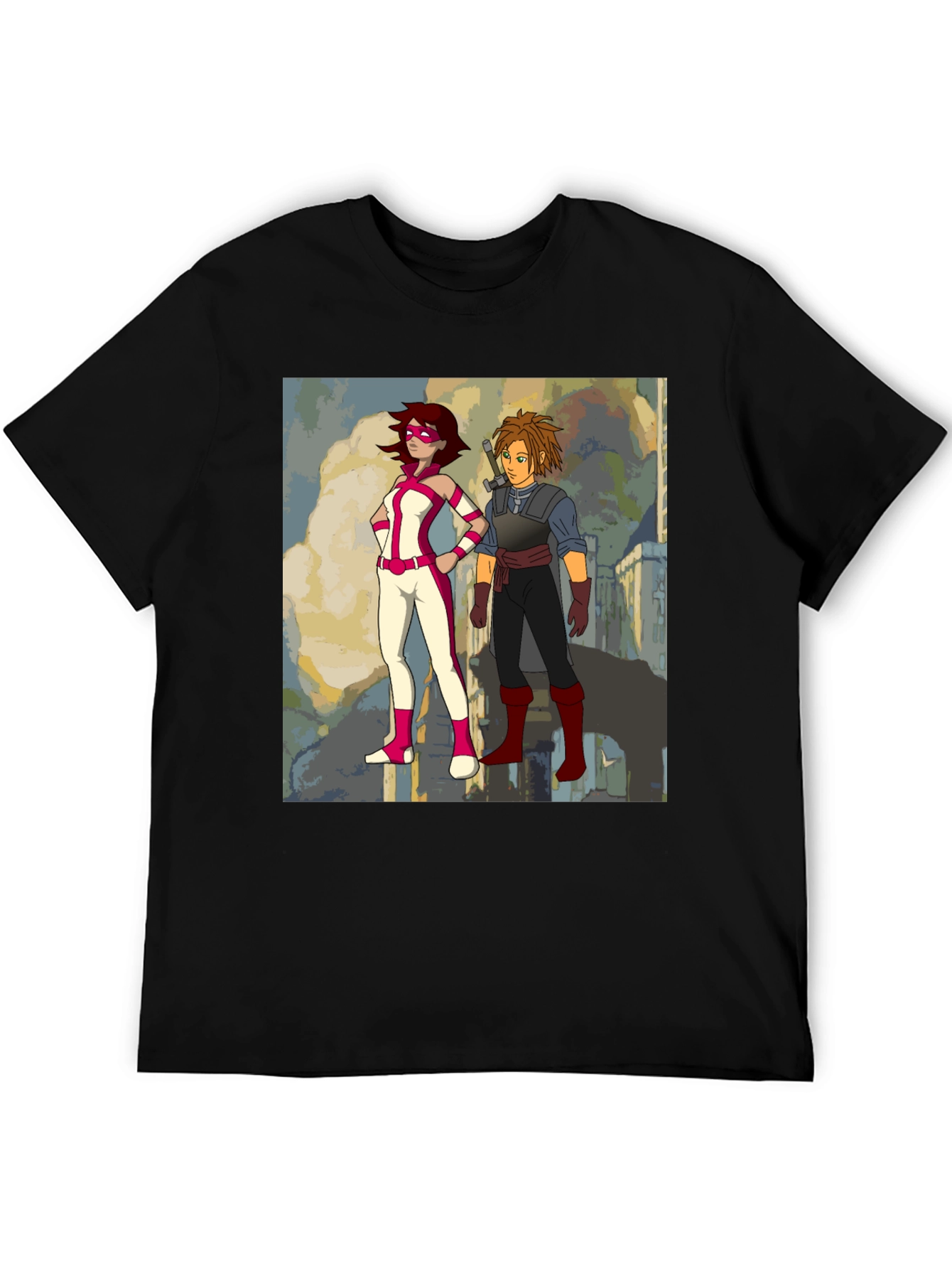Heroes Graphic Print Black T-Shirt