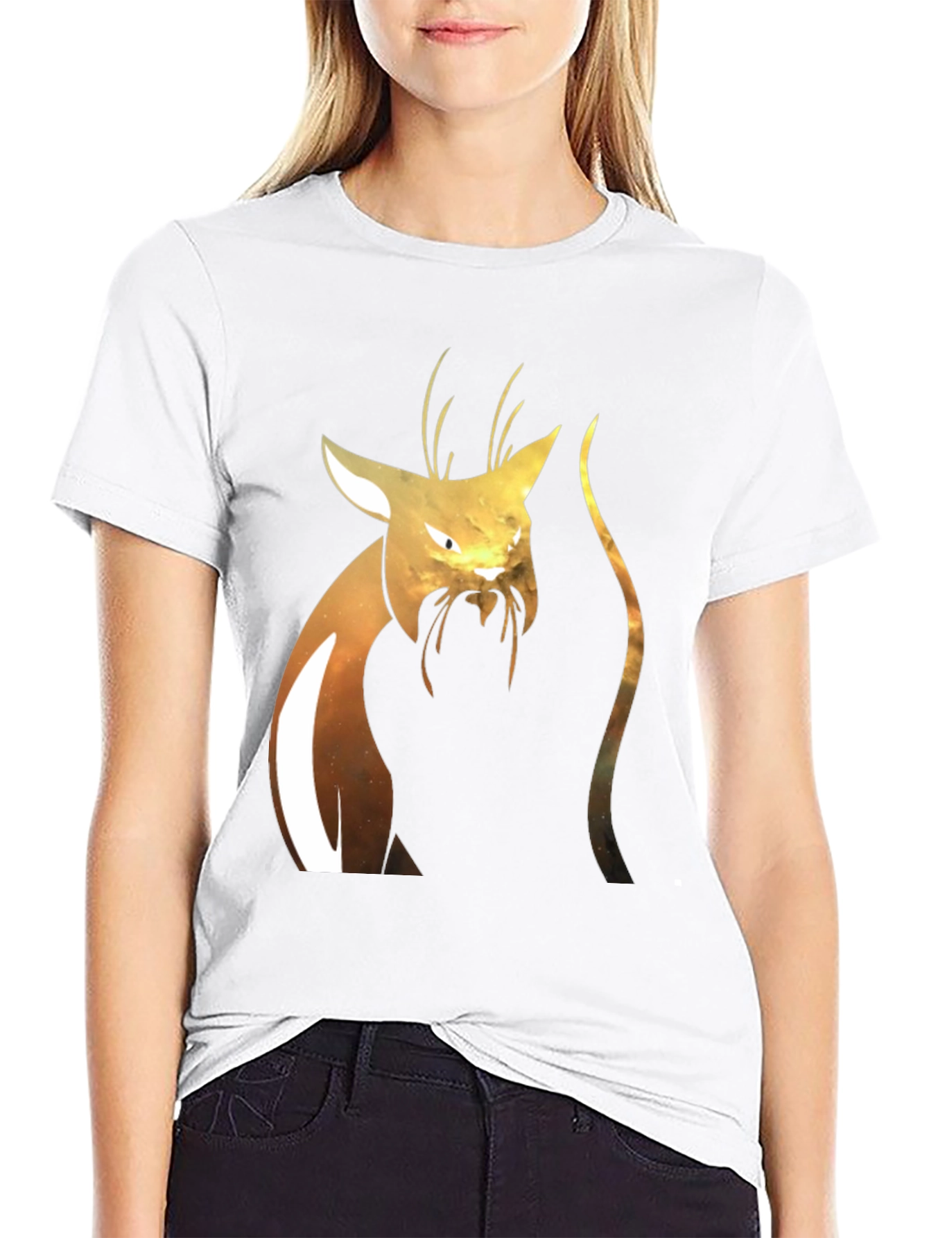 Abstract Cat Graphic T-Shirt