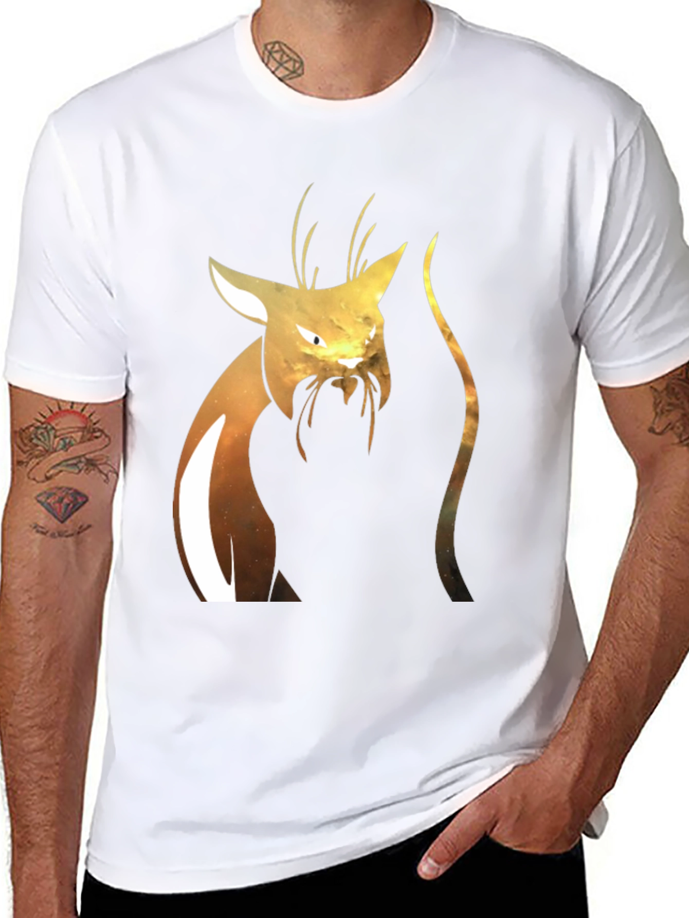 Abstract Cat Graphic T-Shirt