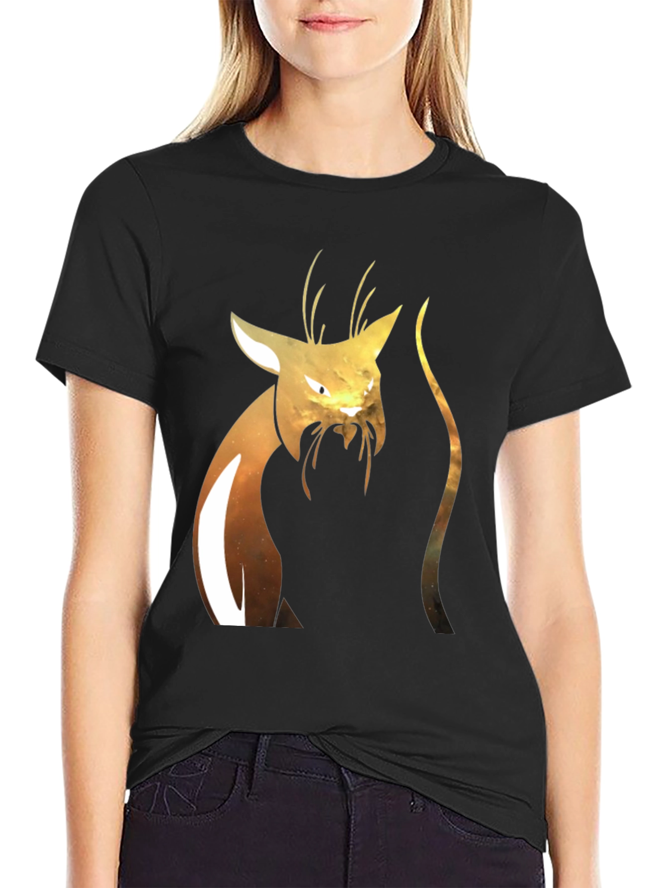 Abstract Cat Graphic T-Shirt