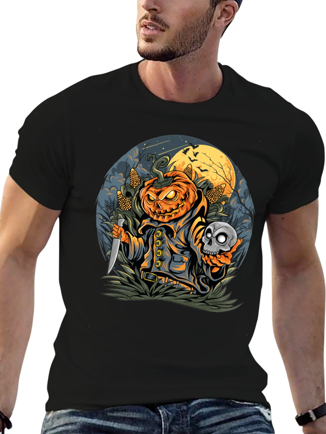 Pumpkin Head Halloween Graphic Tee