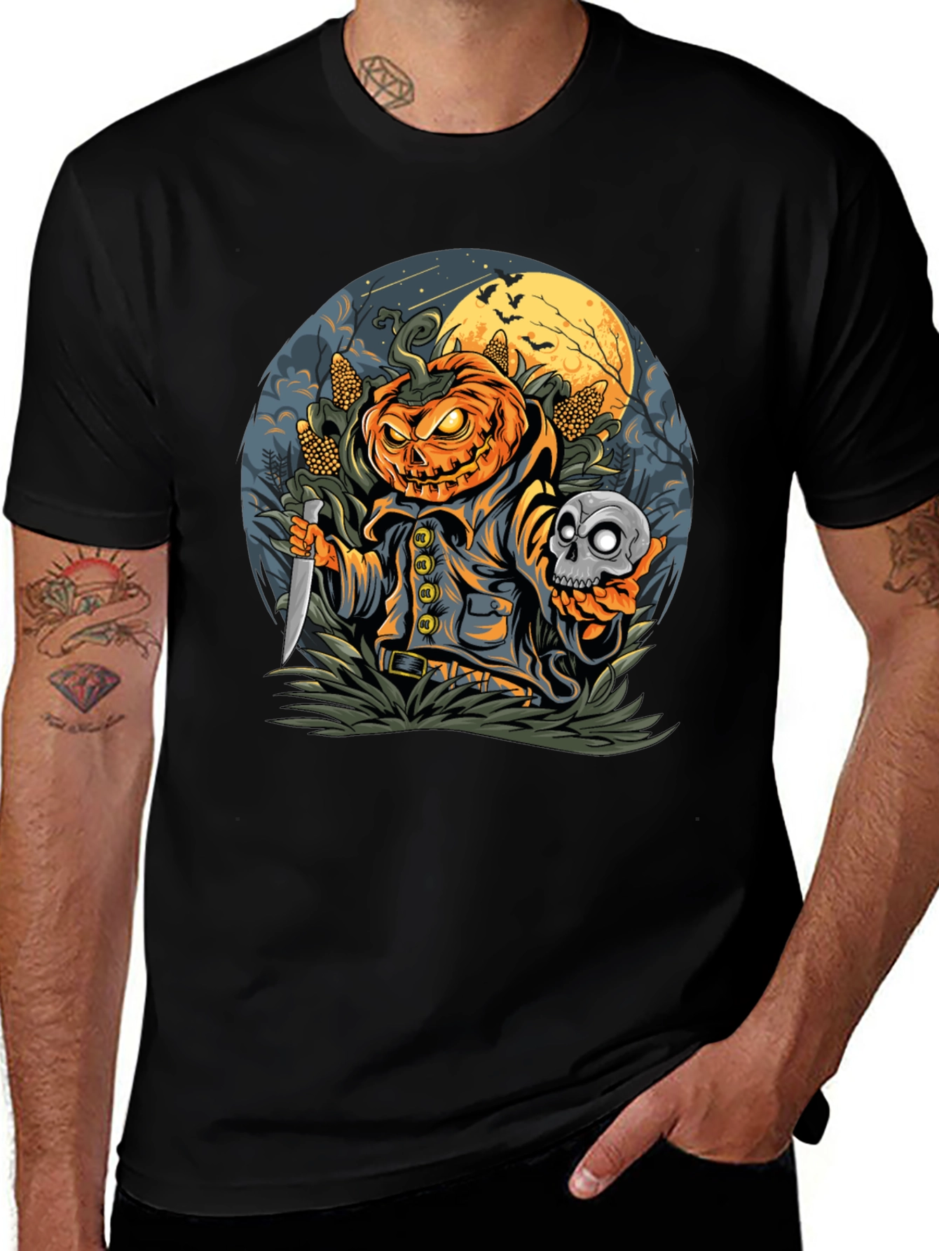 Pumpkin Head Halloween Graphic Tee