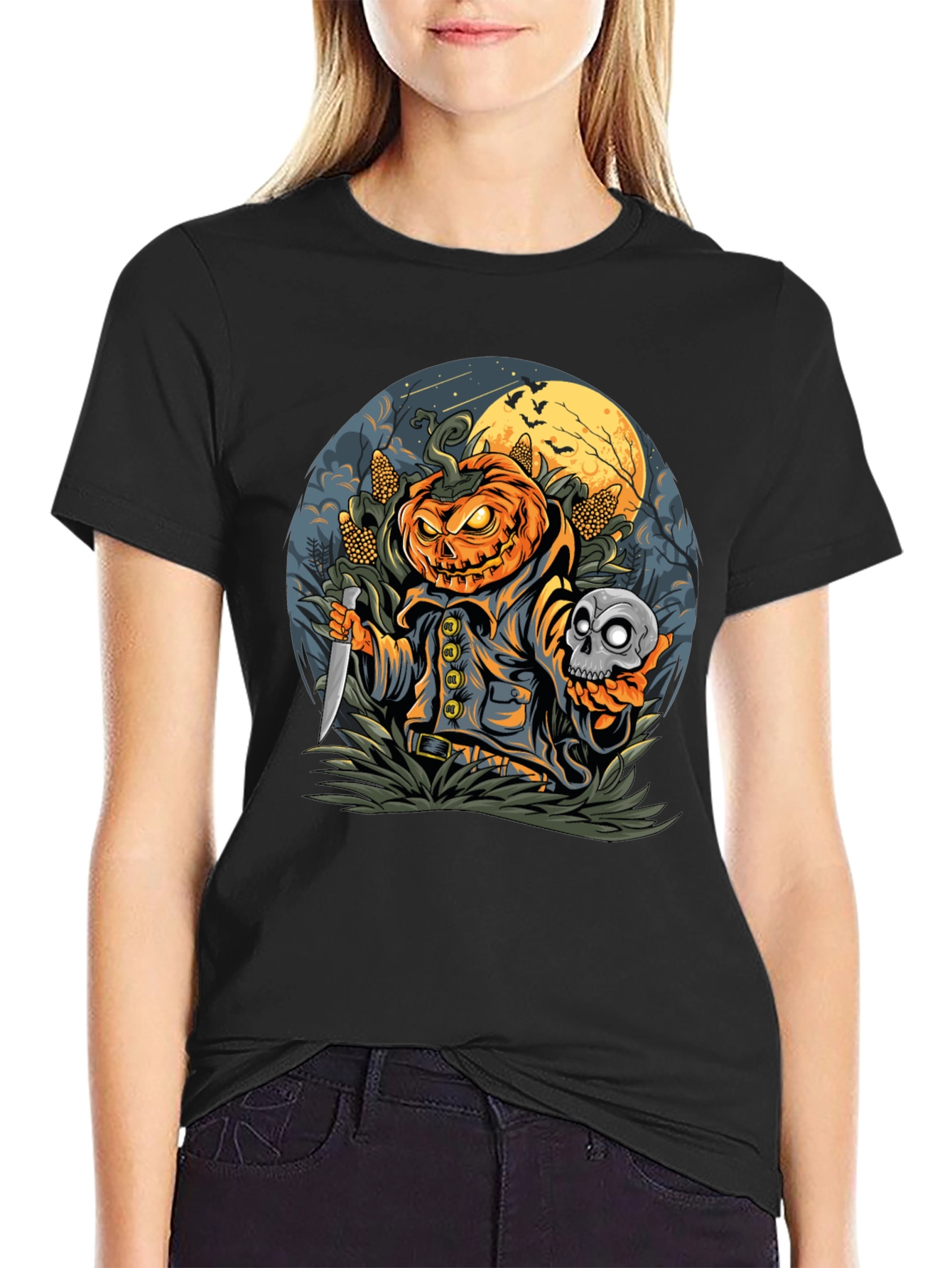 Pumpkin Head Halloween Graphic Tee