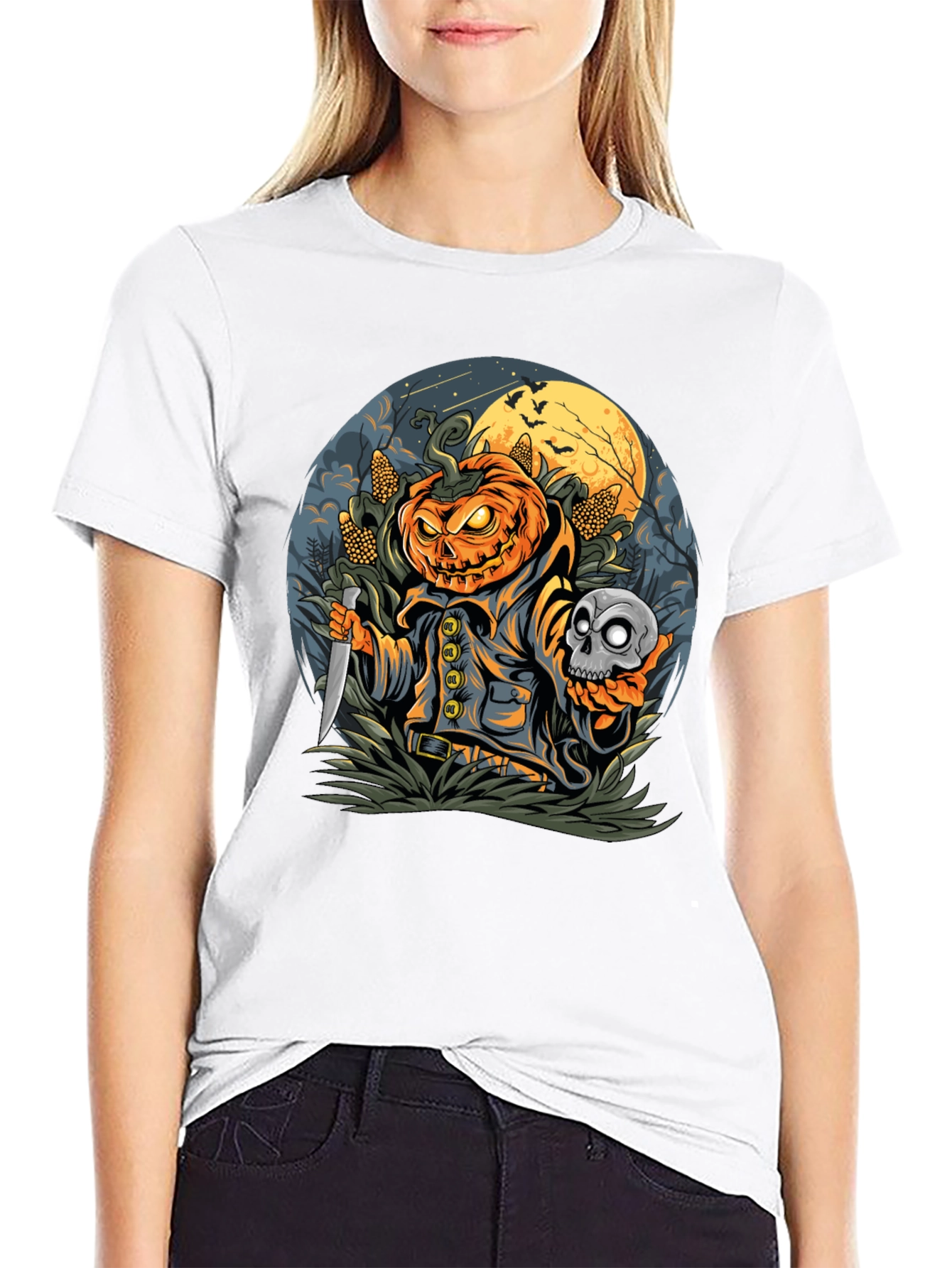 Pumpkin Head Halloween Graphic Tee