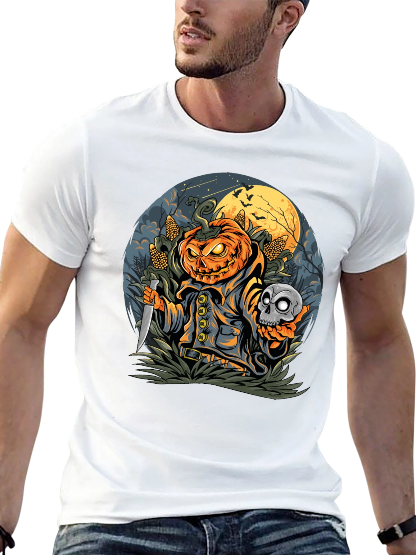 Pumpkin Head Halloween Graphic Tee